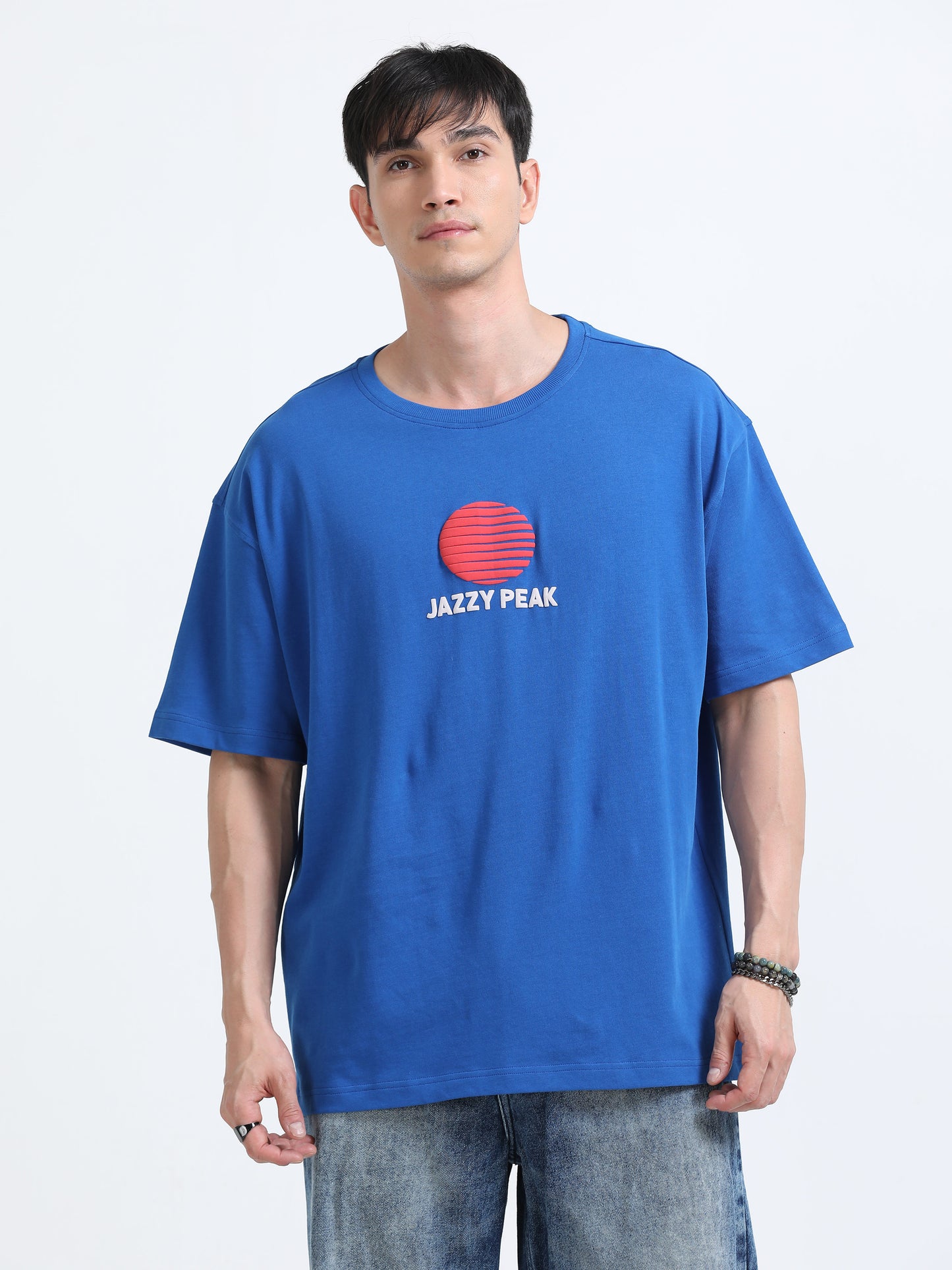 Bold Statement Oversized Graphic Tee – Heavy Jersey Cotton-Royal Blue