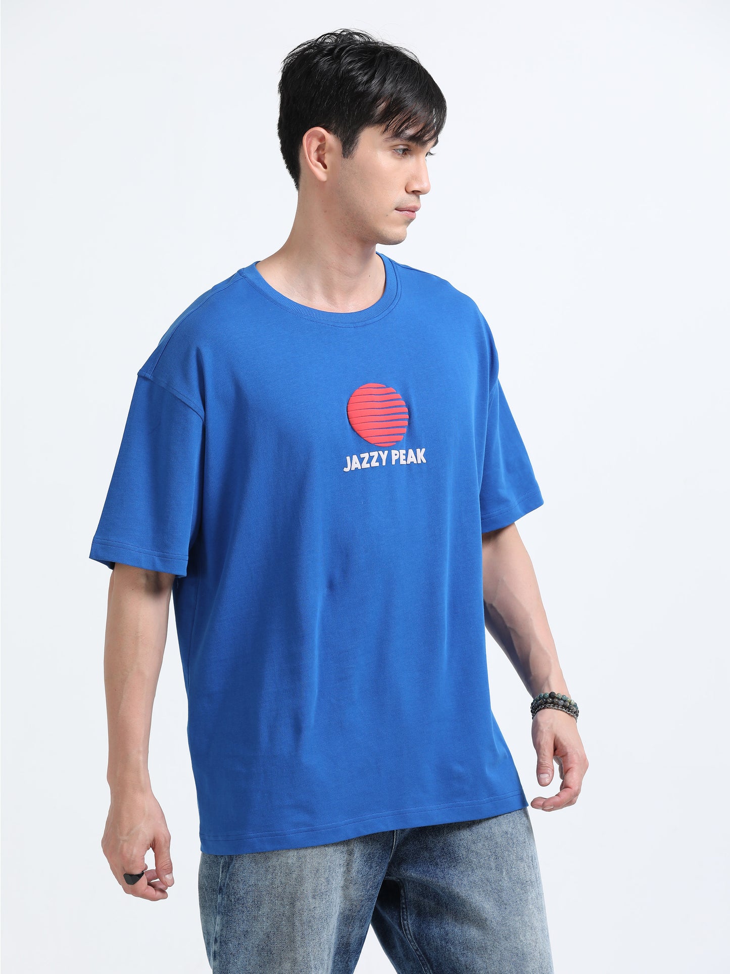 Bold Statement Oversized Graphic Tee – Heavy Jersey Cotton-Royal Blue