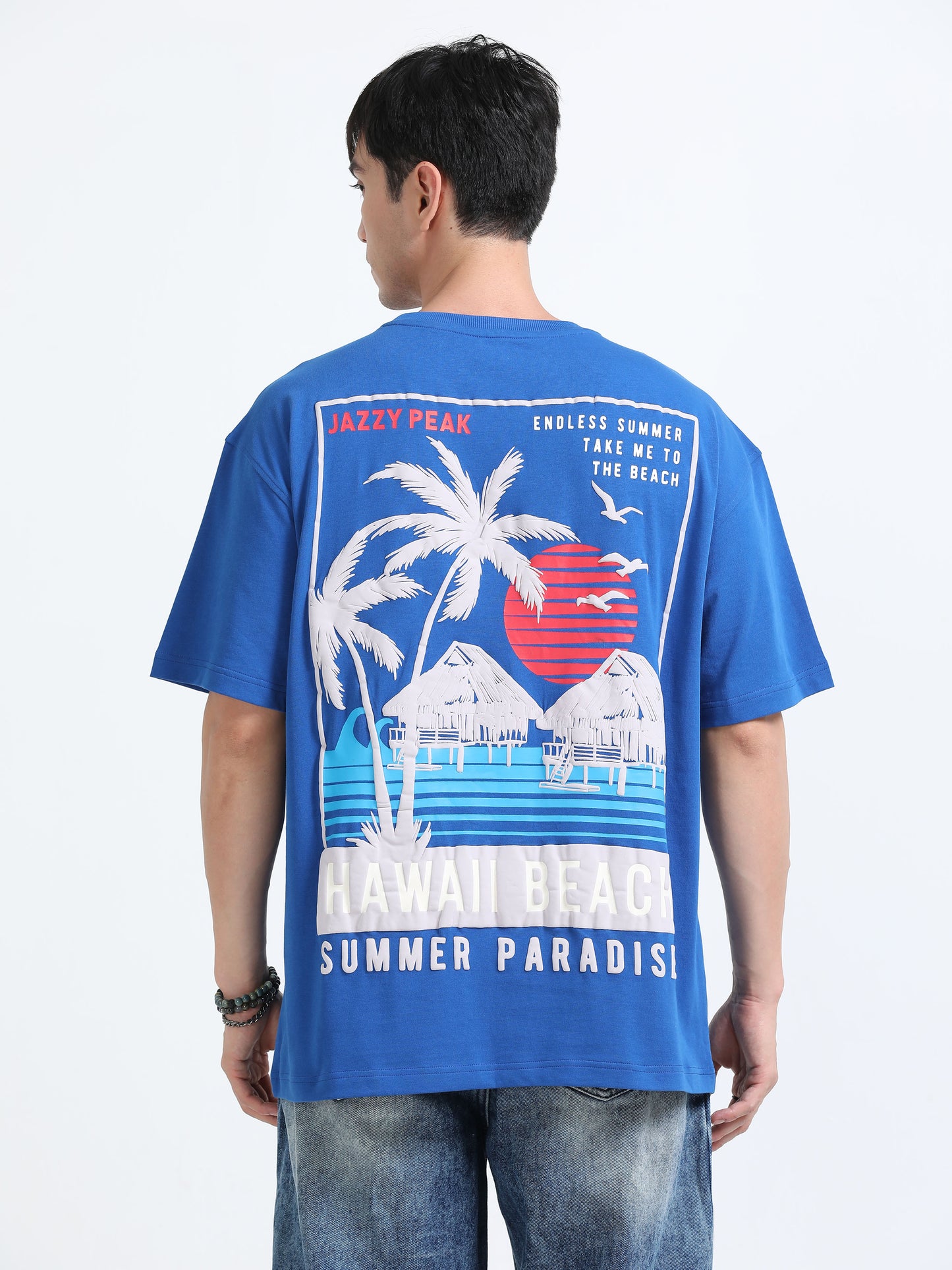 Bold Statement Oversized Graphic Tee – Heavy Jersey Cotton-Royal Blue