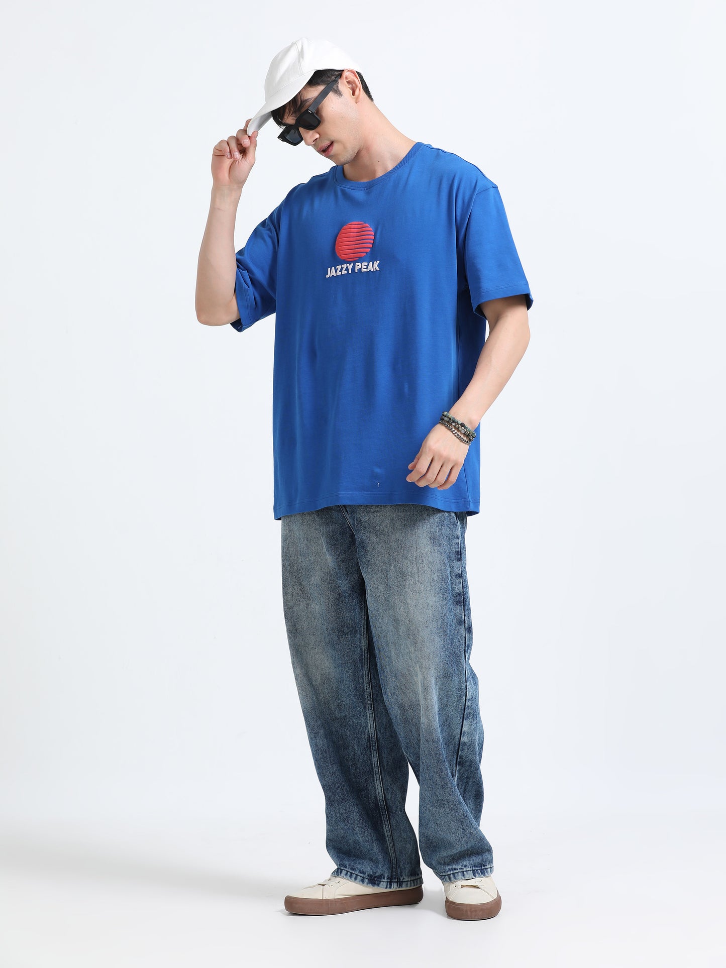 Bold Statement Oversized Graphic Tee – Heavy Jersey Cotton-Royal Blue