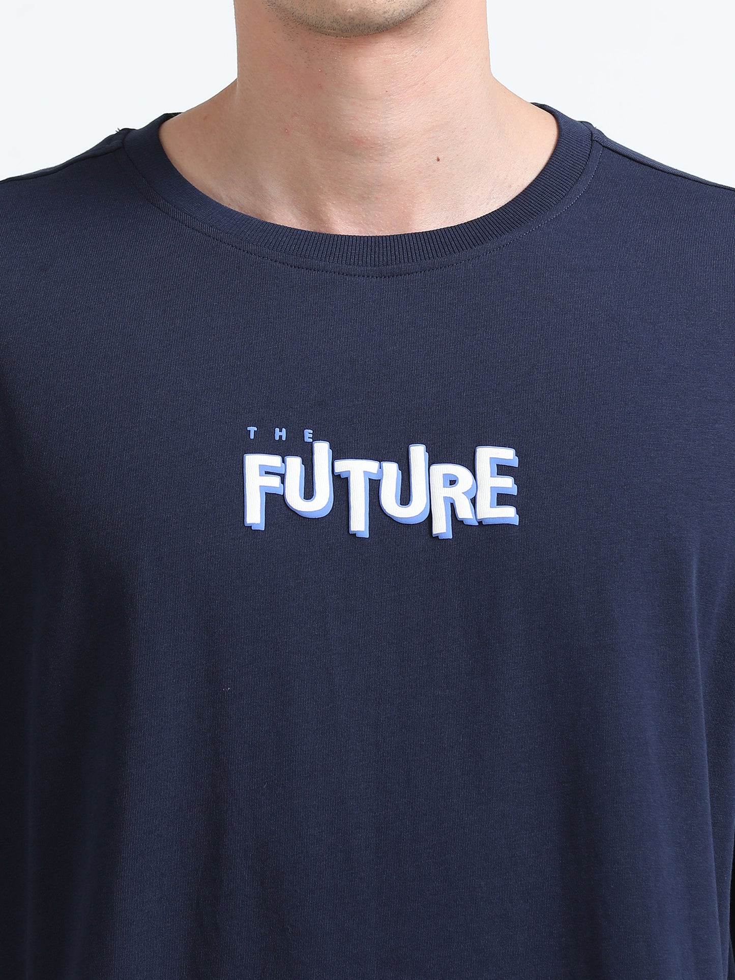 Bold Statement Oversized Graphic Tee – Heavy Jersey Cotton-Mid Night Blue