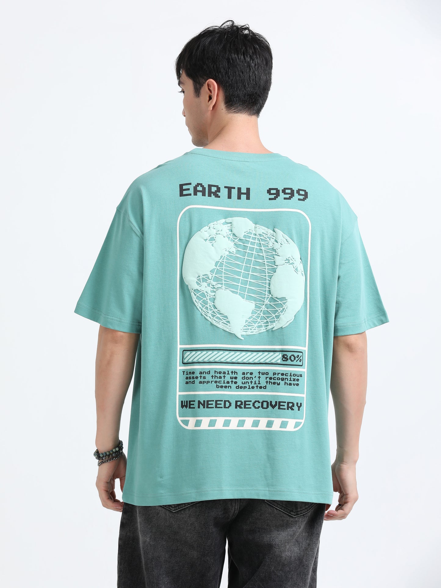 Bold Statement Oversized Graphic Tee – Heavy Jersey Cotton-Pastel Blue