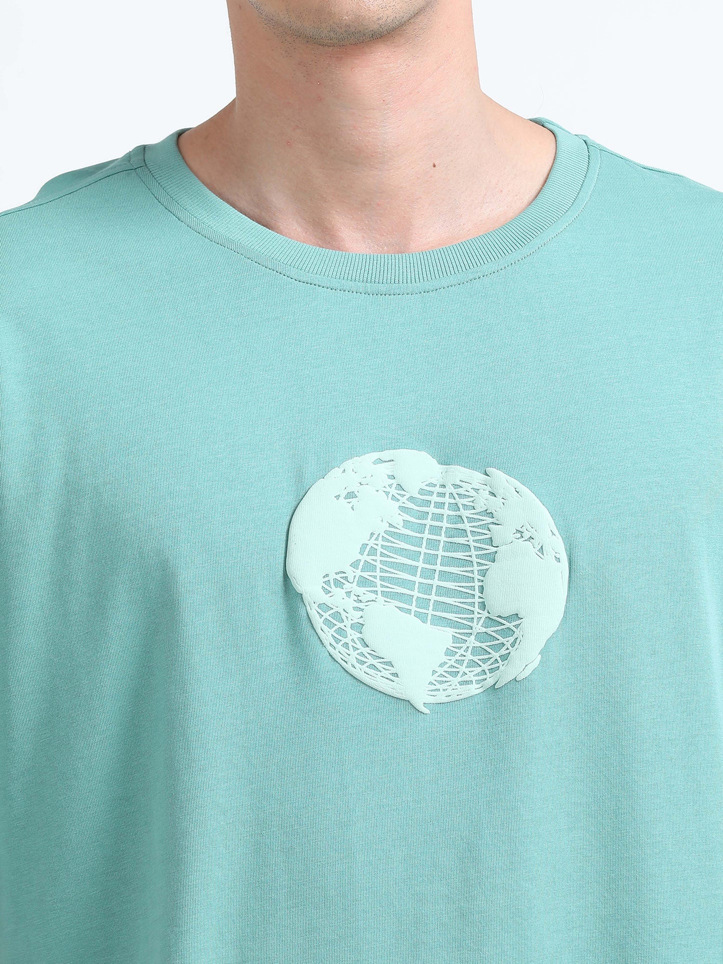 Bold Statement Oversized Graphic Tee – Heavy Jersey Cotton-Pastel Blue