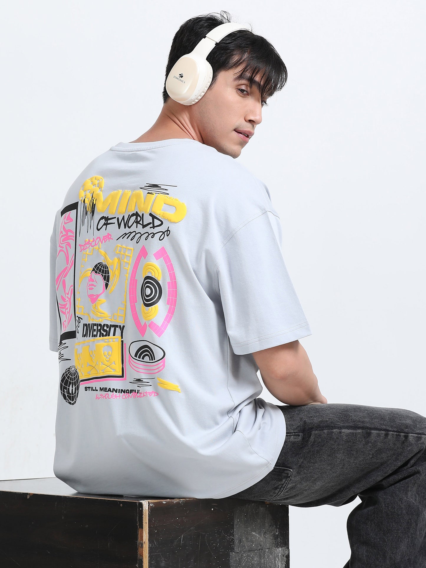 Bold Statement Oversized Graphic Tee – Heavy Jersey Cotton-Slate Grey