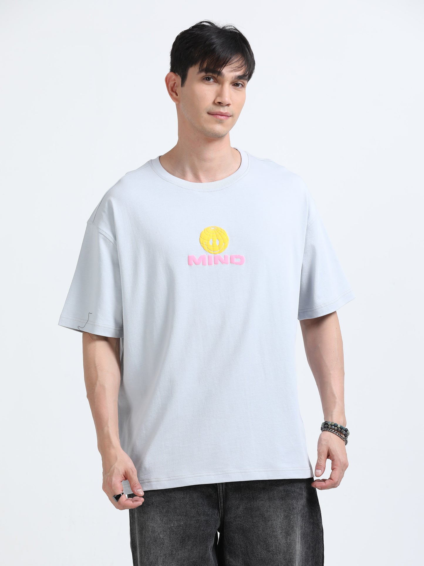 Bold Statement Oversized Graphic Tee – Heavy Jersey Cotton-Slate Grey