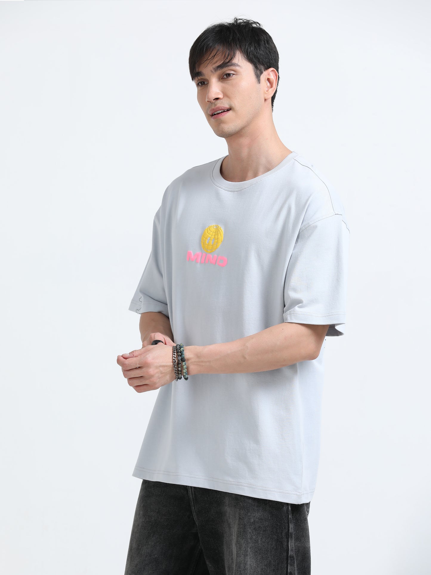 Bold Statement Oversized Graphic Tee – Heavy Jersey Cotton-Slate Grey