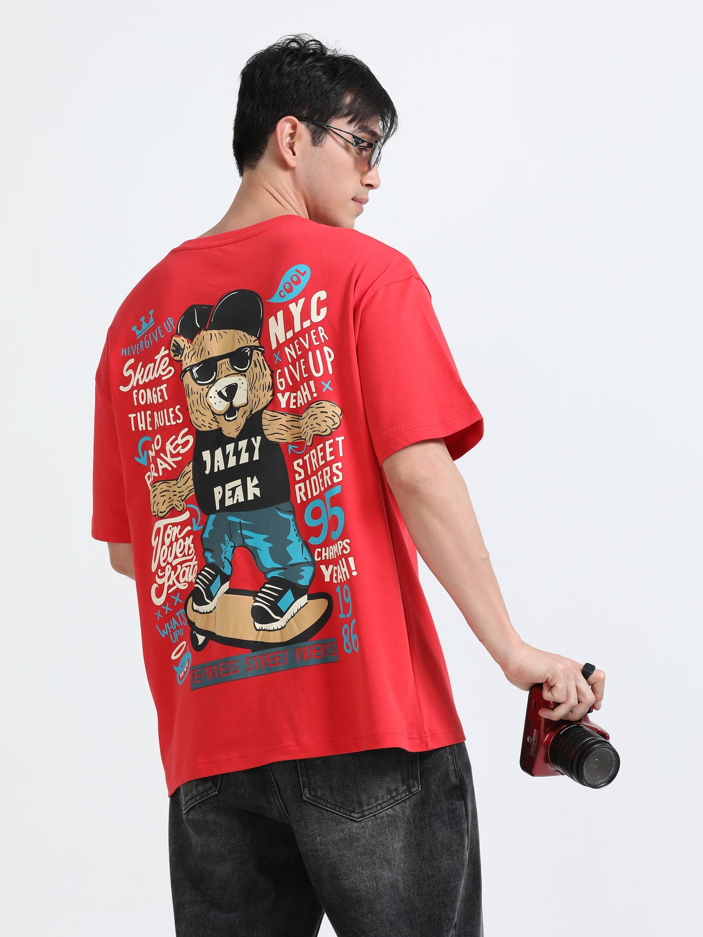 Bold Statement Oversized Graphic Tee – Heavy Jersey Cotton-Tomato Red