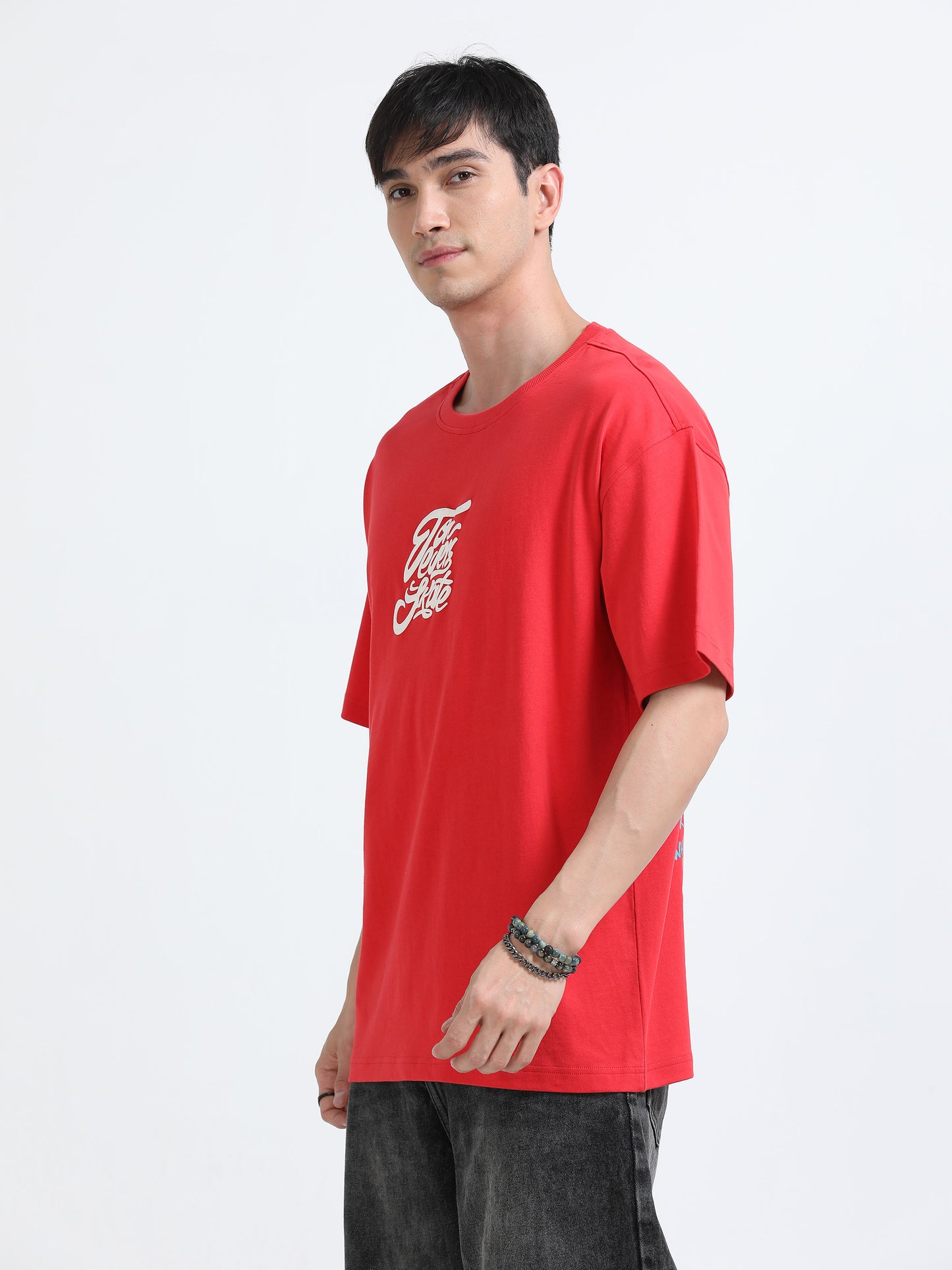 Bold Statement Oversized Graphic Tee – Heavy Jersey Cotton-Tomato Red