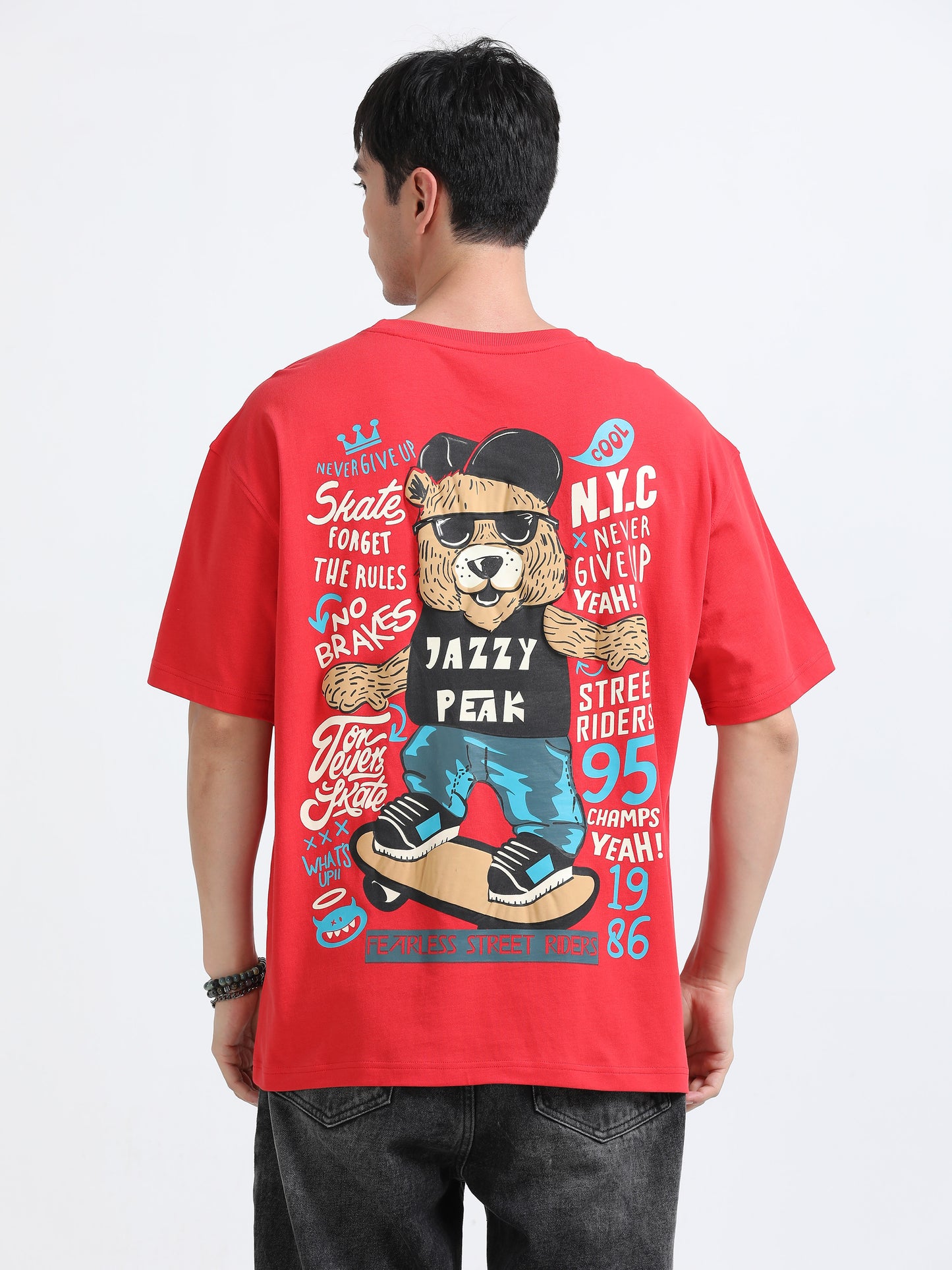 Bold Statement Oversized Graphic Tee – Heavy Jersey Cotton-Tomato Red
