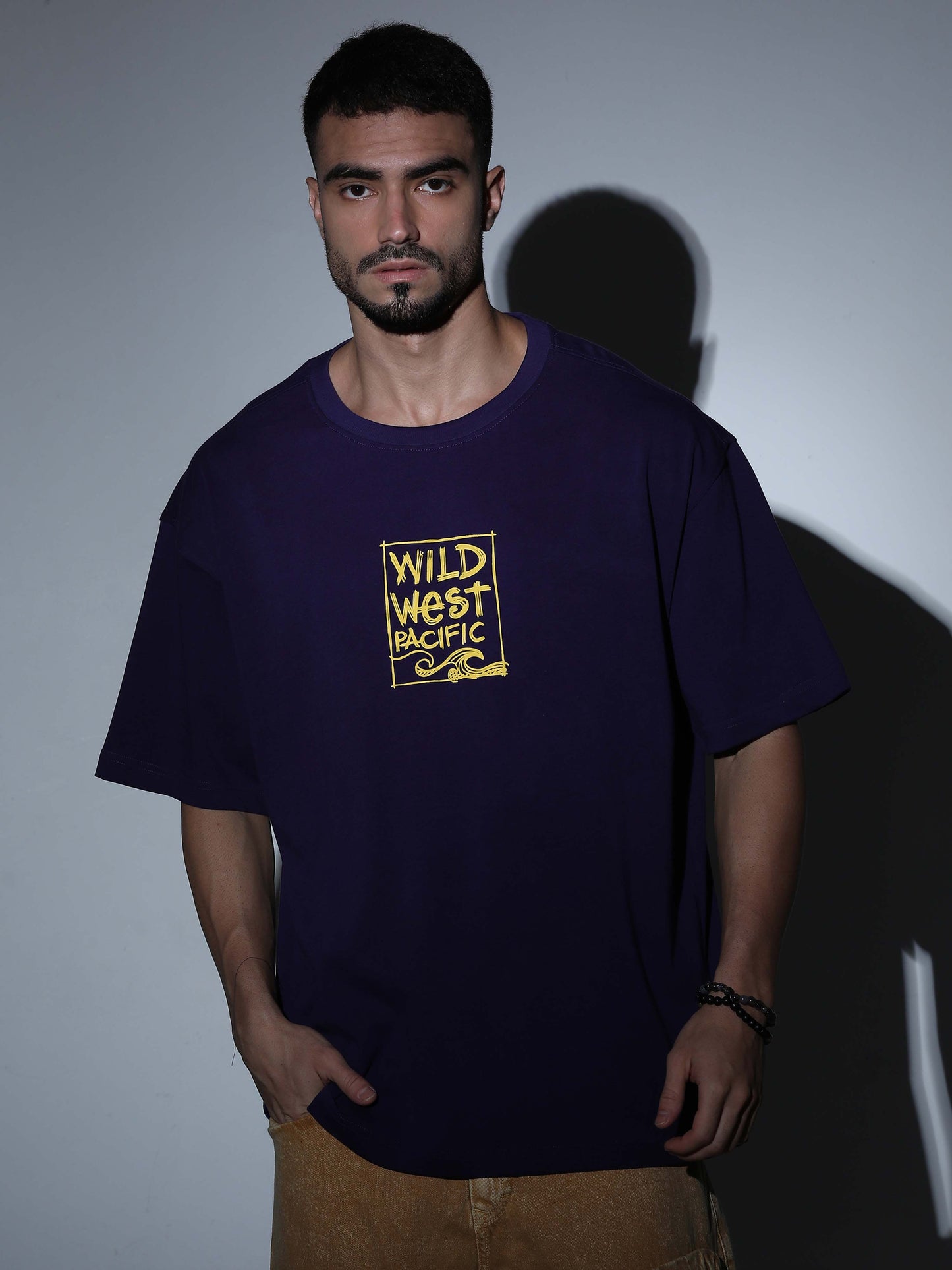 Wild West Pacific Oversized T-shirt Deep Purple - OSTS-1427