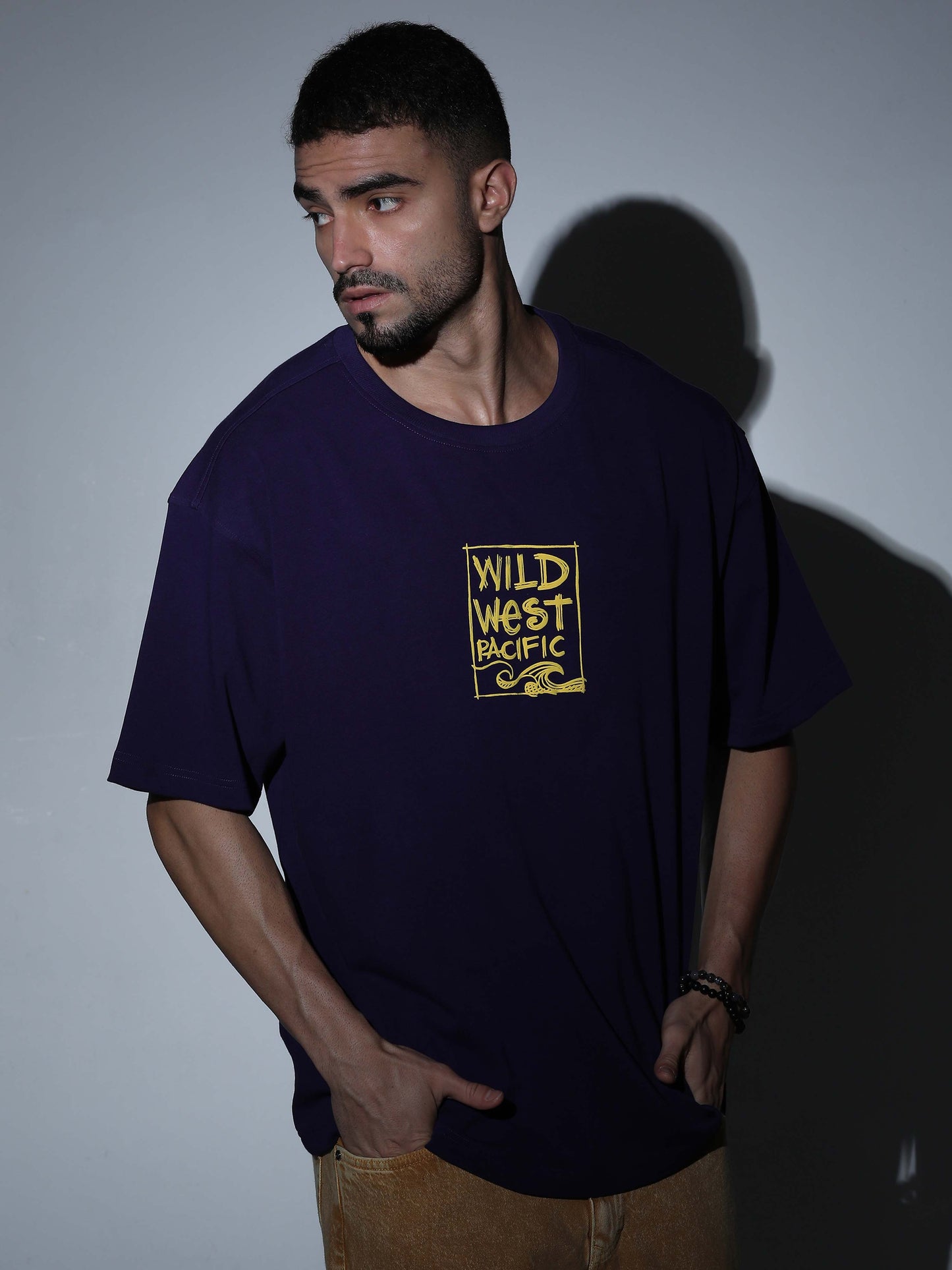 Wild West Pacific Oversized T-shirt Deep Purple - OSTS-1427