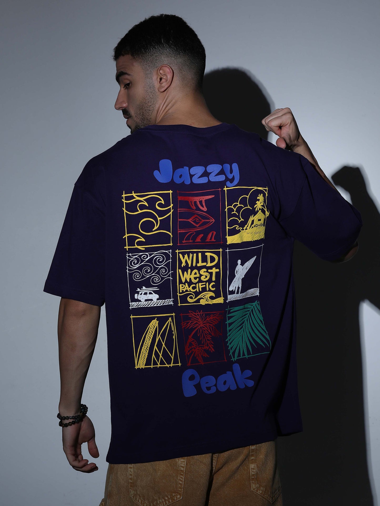Wild West Pacific Oversized T-shirt Deep Purple - OSTS-1427