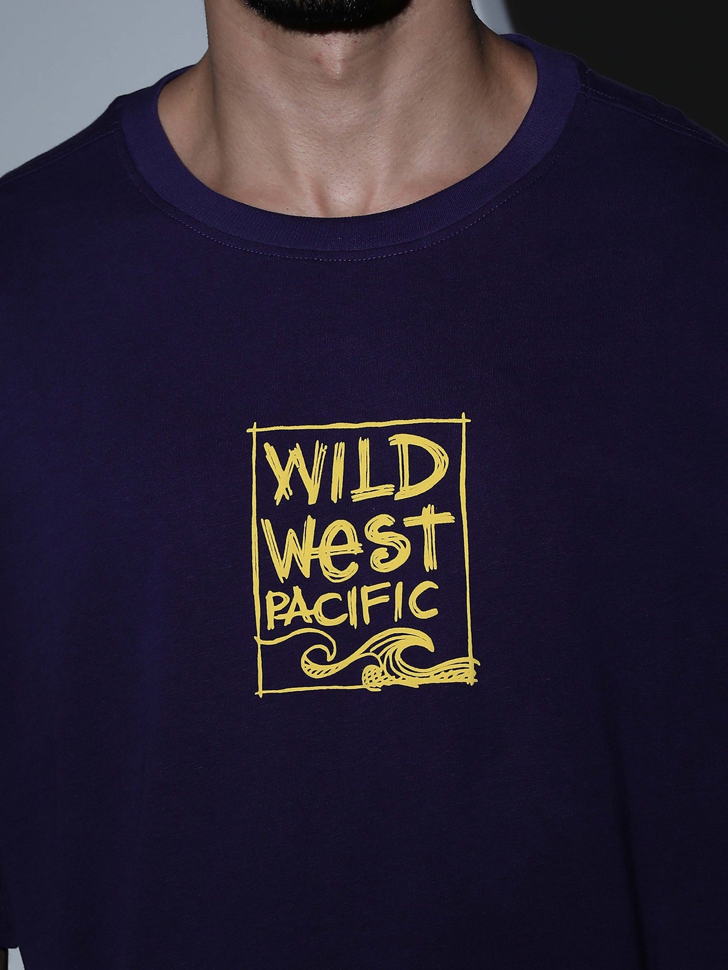 Wild West Pacific Oversized T-shirt Deep Purple - OSTS-1427