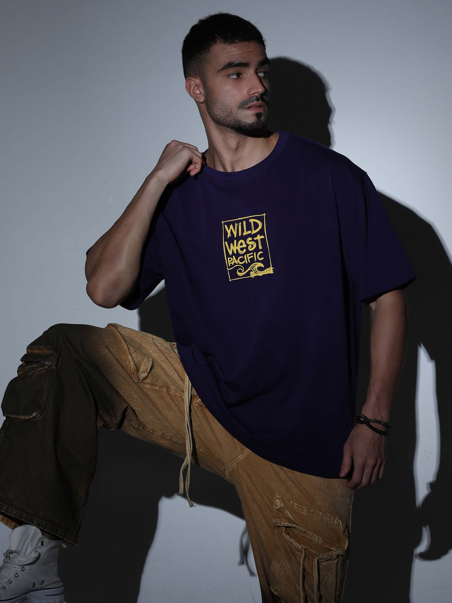 Wild West Pacific Oversized T-shirt Deep Purple - OSTS-1427