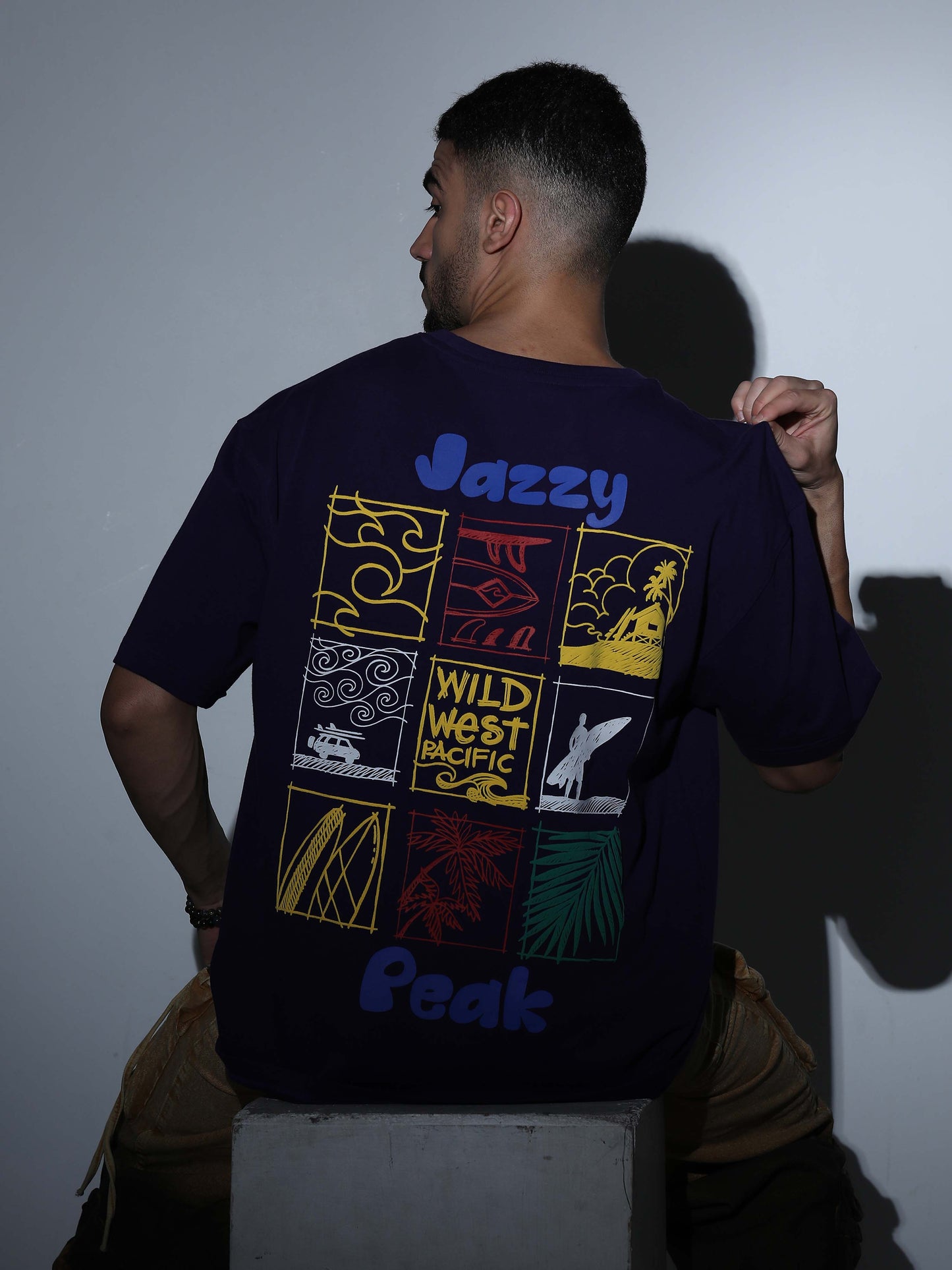 Wild West Pacific Oversized T-shirt Deep Purple - OSTS-1427