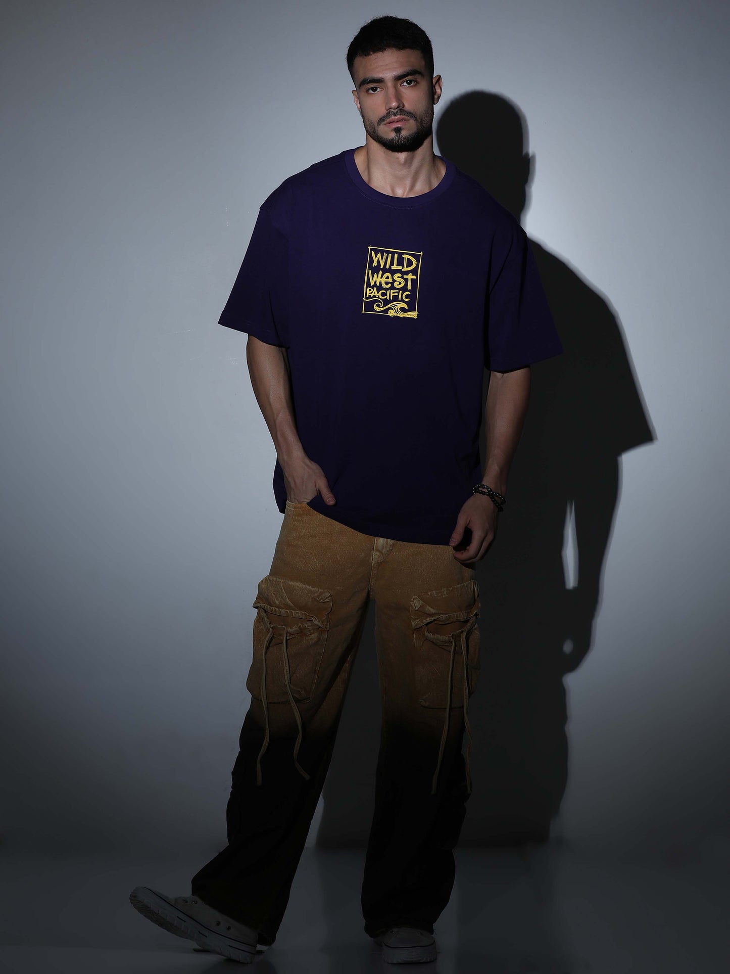Wild West Pacific Oversized T-shirt Deep Purple - OSTS-1427