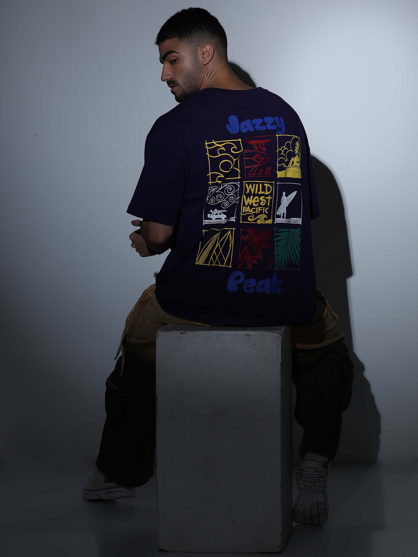 Wild West Pacific Oversized T-shirt Deep Purple - OSTS-1427