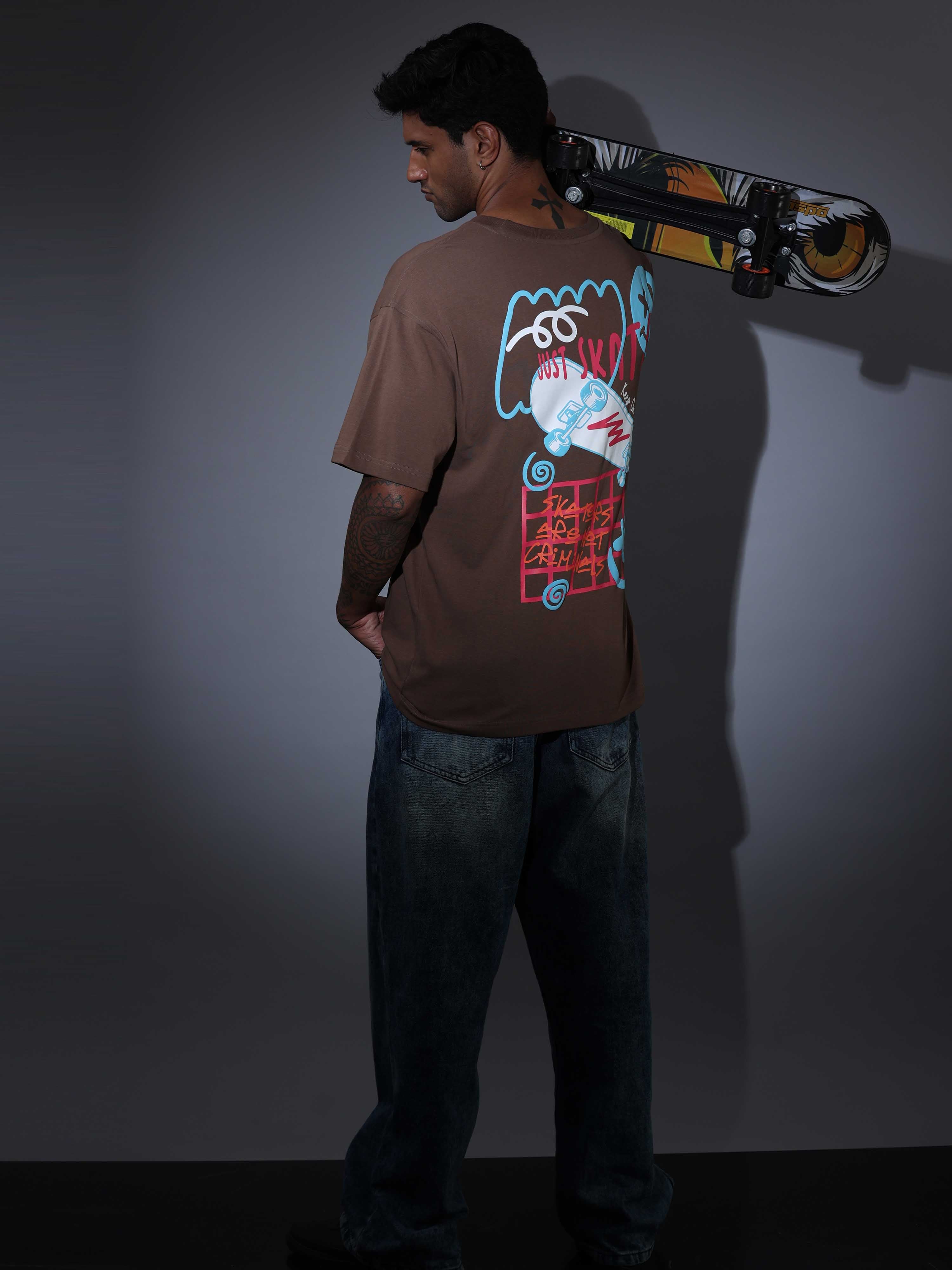 Men's Oversized T-shirt - Coffee - OSTS-1427