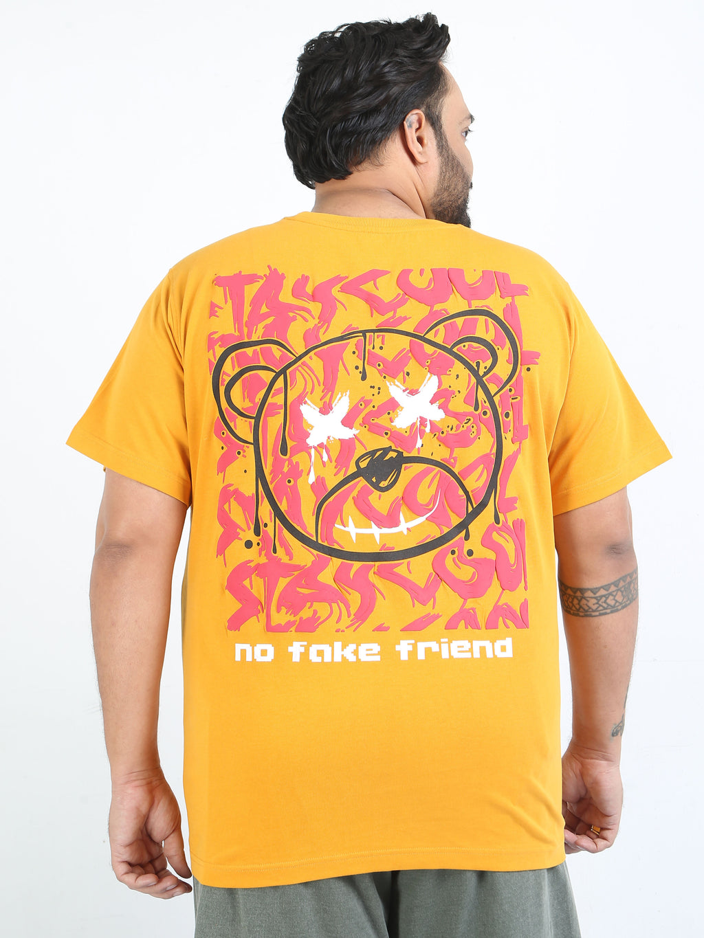 No Fake Frend Plus Size Mustard Oversized T Shirt - PSTS-2327