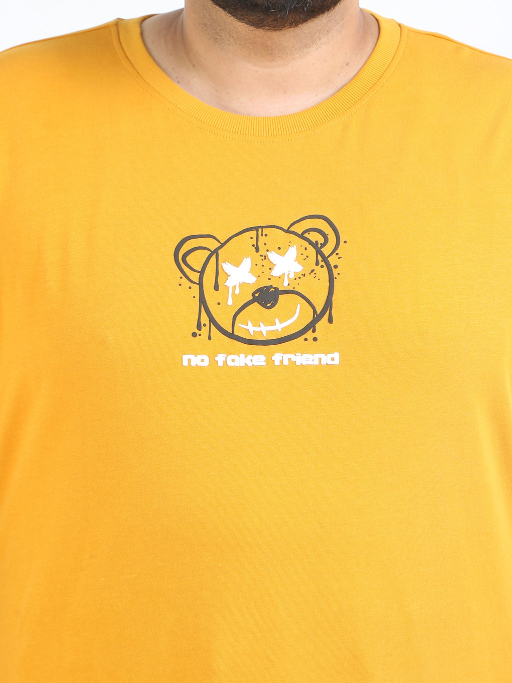 No Fake Frend Plus Size Mustard Oversized T Shirt - PSTS-2327