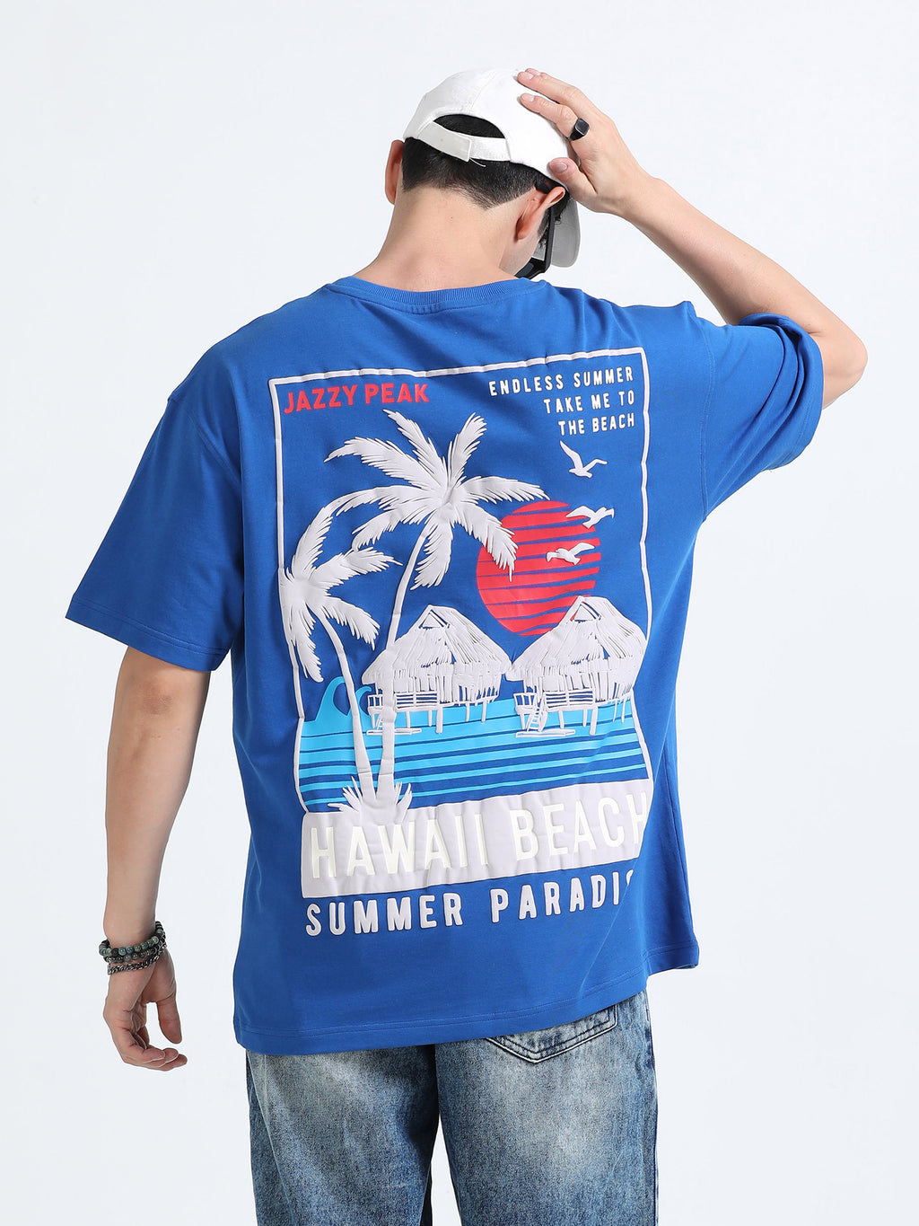 Bold Statement Oversized Graphic Tee – Heavy Jersey Cotton-Royal Blue