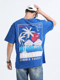 Bold Statement Oversized Graphic Tee – Heavy Jersey Cotton-Royal Blue