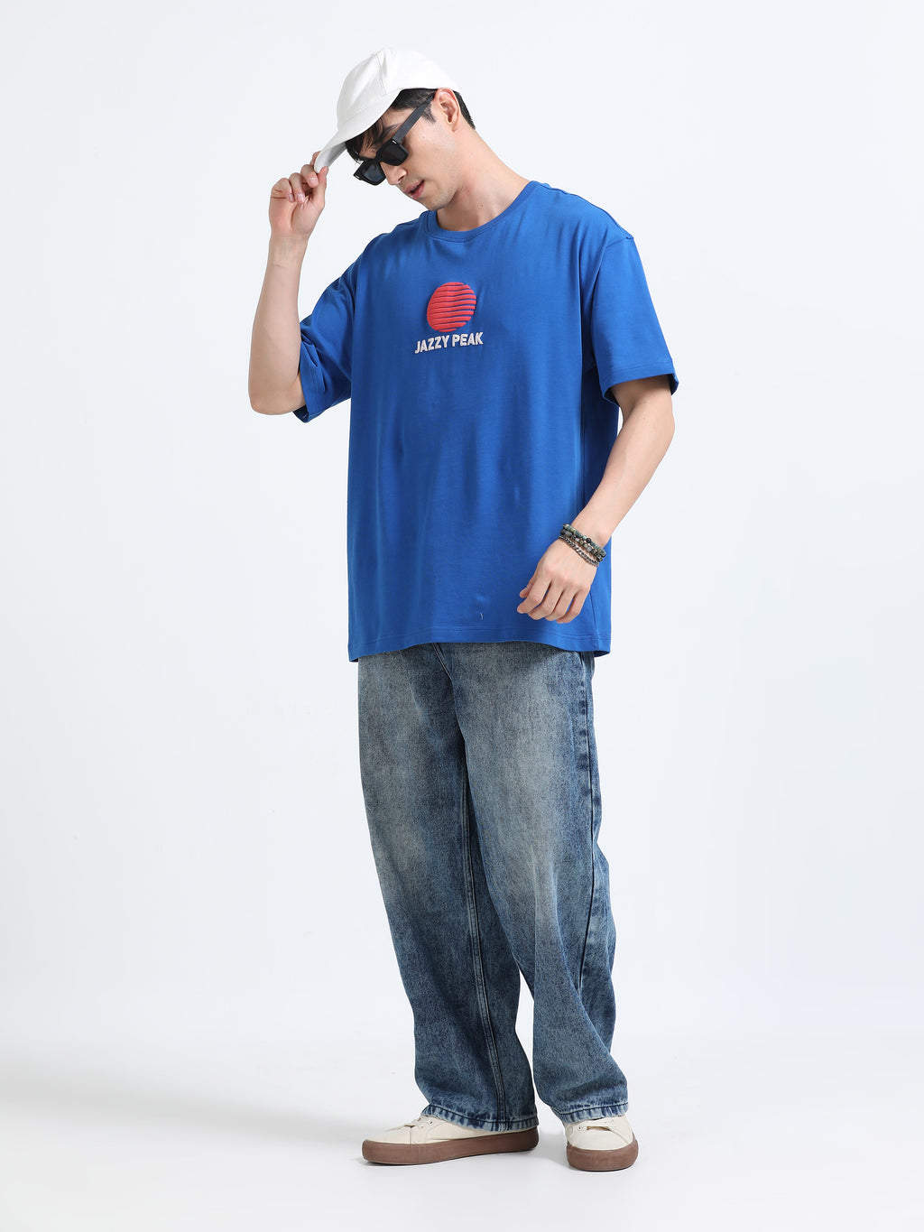 Bold Statement Oversized Graphic Tee – Heavy Jersey Cotton-Royal Blue