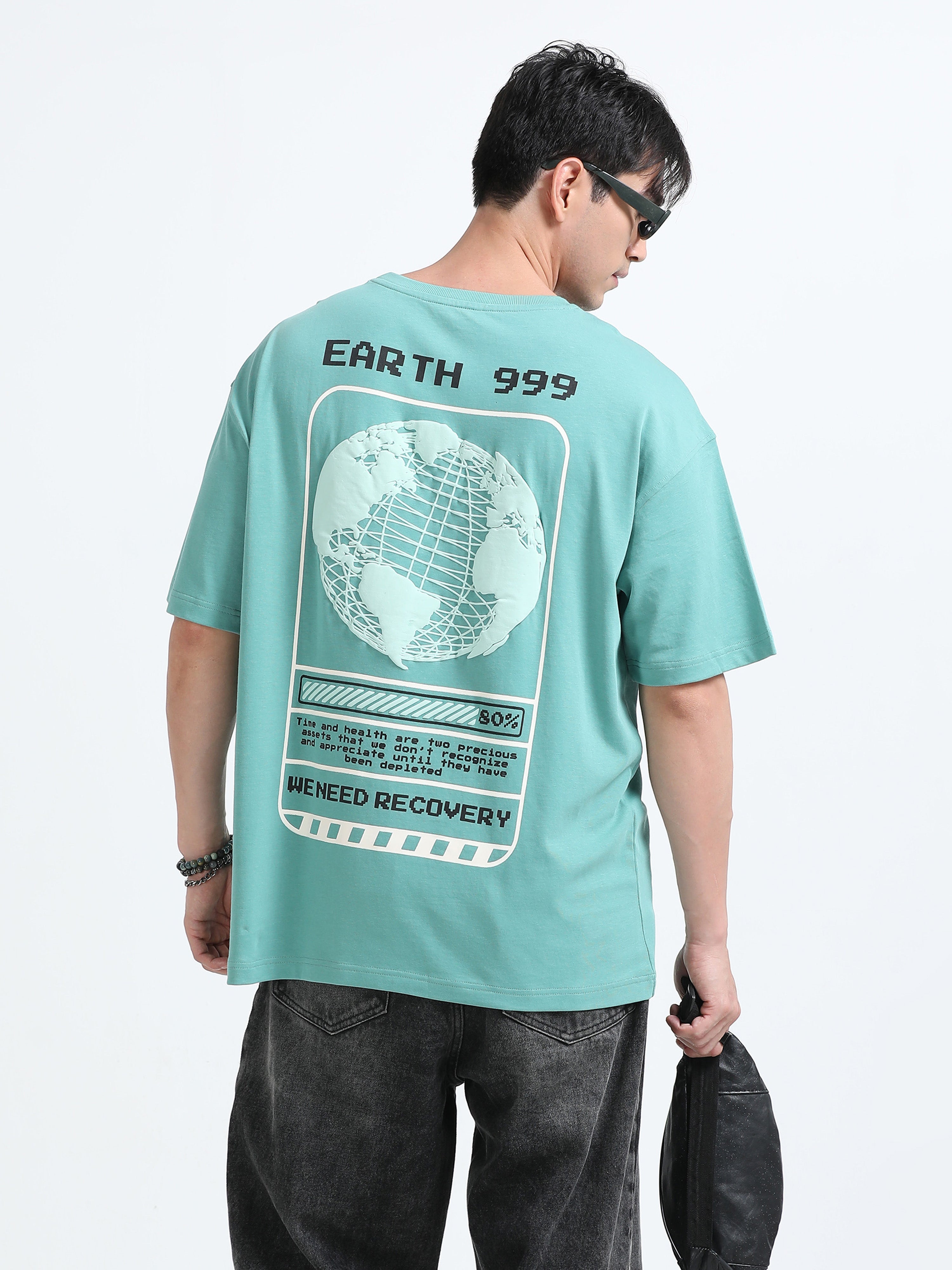 Bold Statement Oversized Graphic Tee – Heavy Jersey Cotton-Pastel Blue
