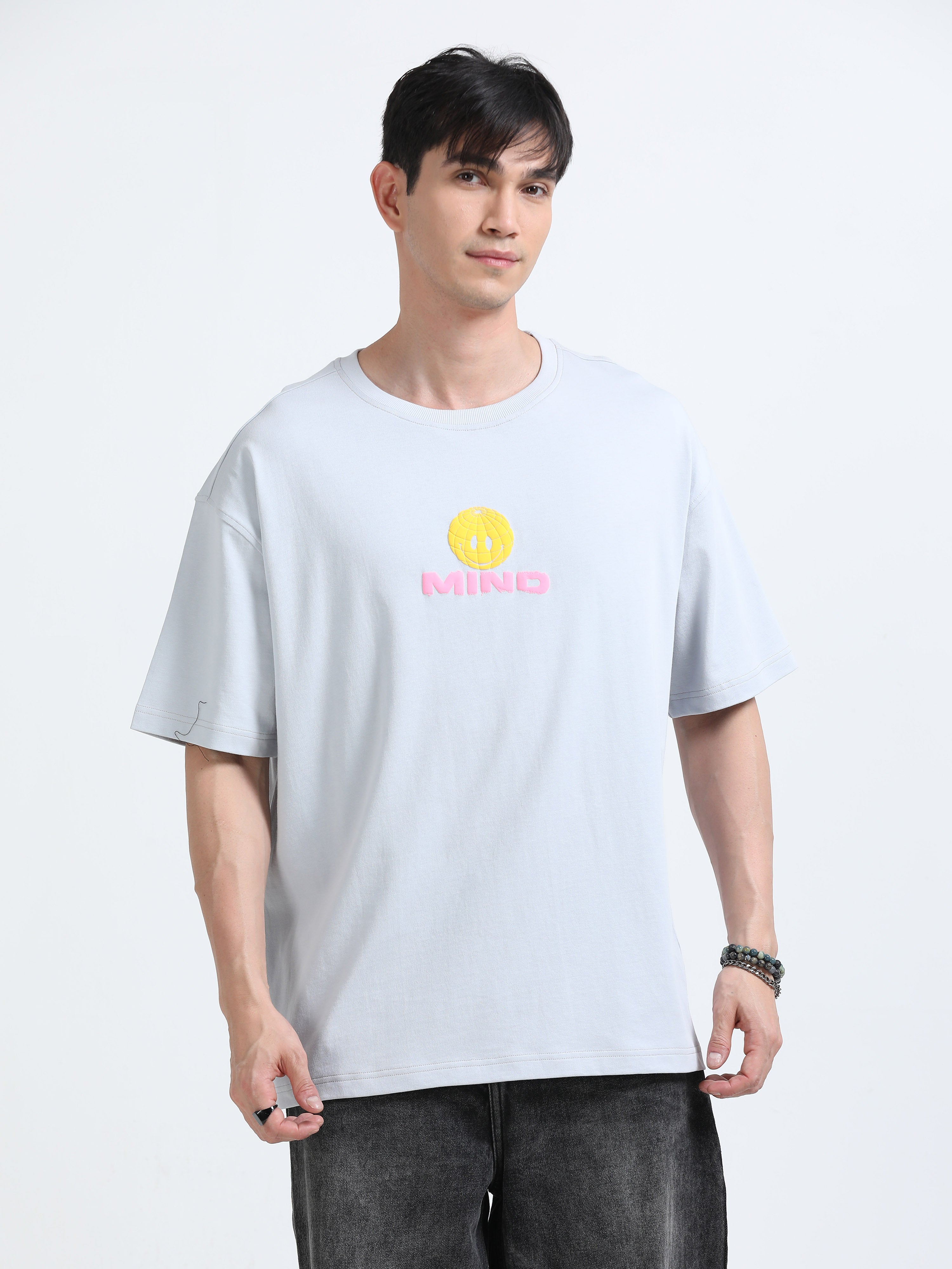 Bold Statement Oversized Graphic Tee – Heavy Jersey Cotton-Slate Grey