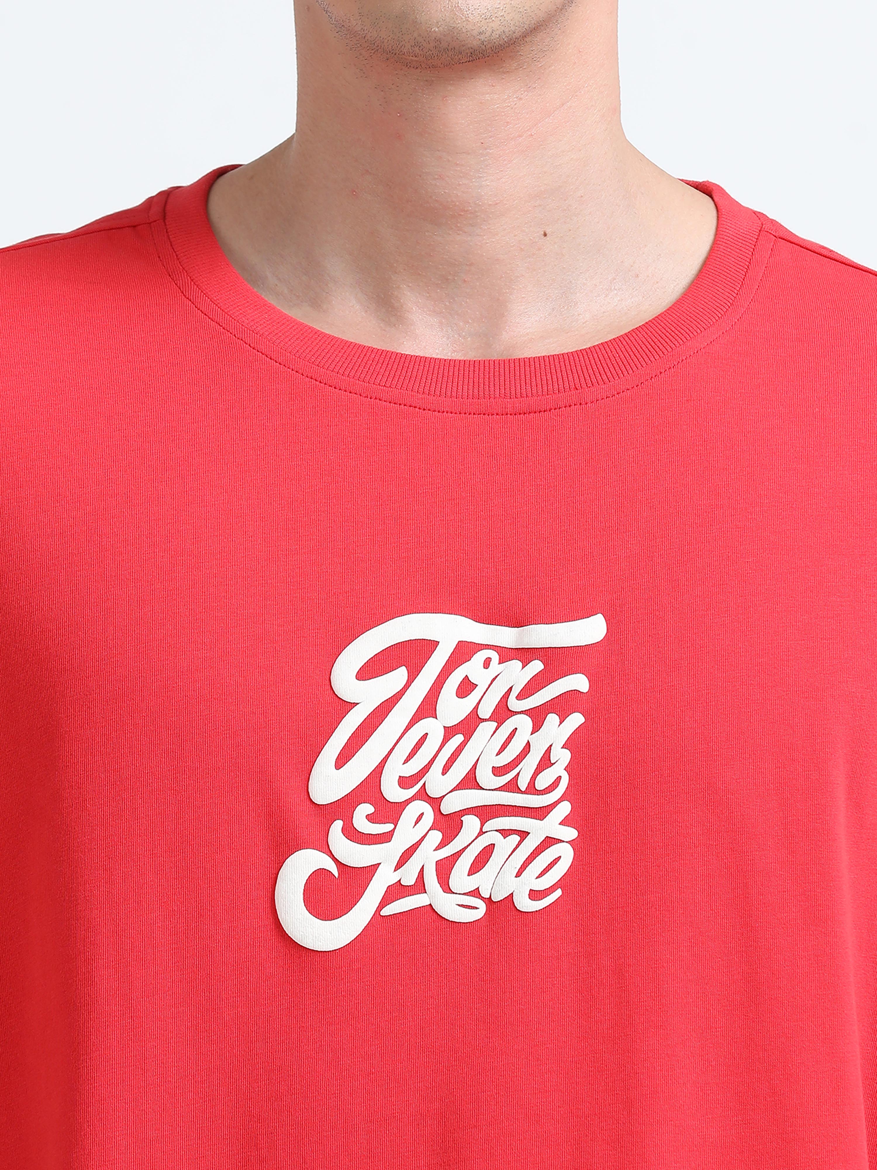 Bold Statement Oversized Graphic Tee – Heavy Jersey Cotton-Tomato Red