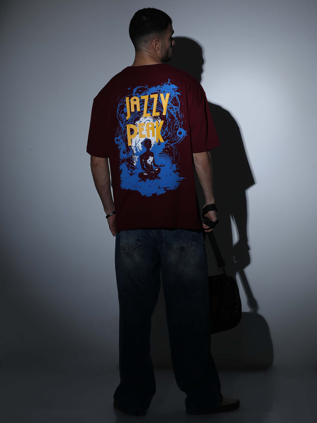 Jazzy Peak Oversized Burgundy T-shirt - OSTS-1427