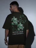 Puzzle Oversized T-shirt D.Olive - OSTS-1427