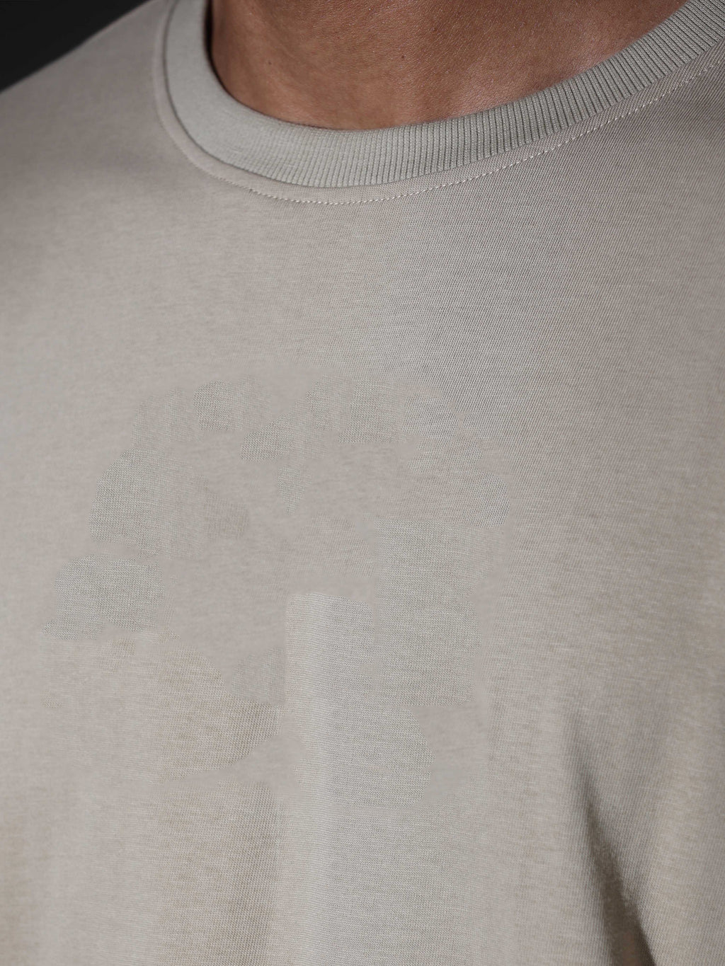 Oversized Tee Heavy Jersey Cotton Beige - Front Hand On Head Pose