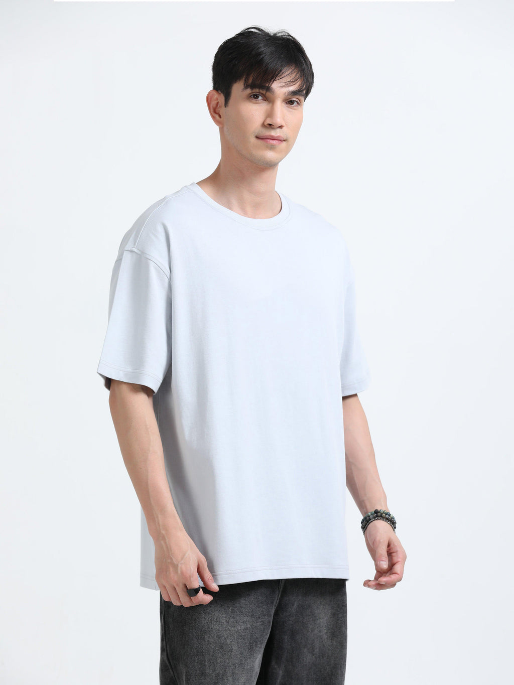 Oversized Tee Heavy Jersey Cotton Light Blue - Front Stand