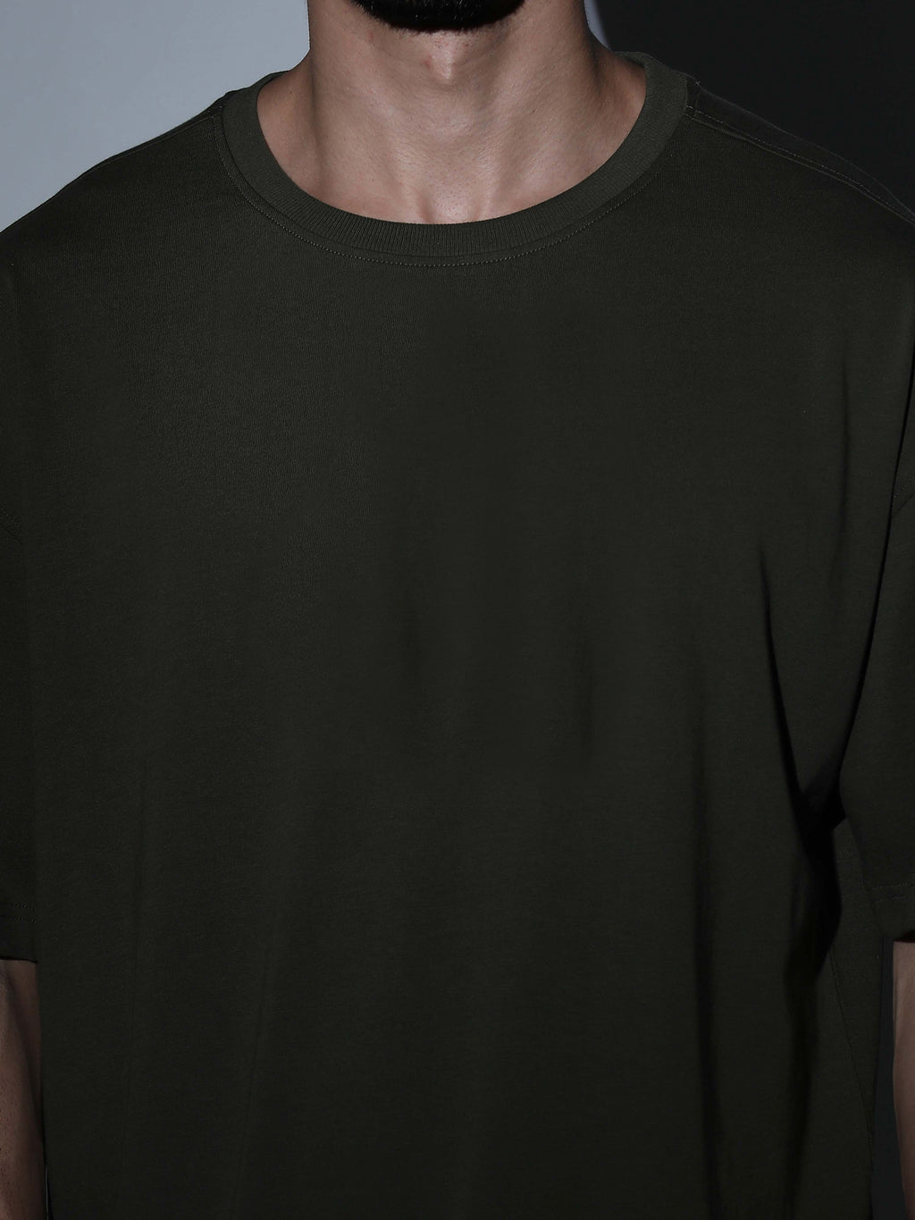 Oversized Tee Heavy Jersey Cotton Olive Green - Front Torso