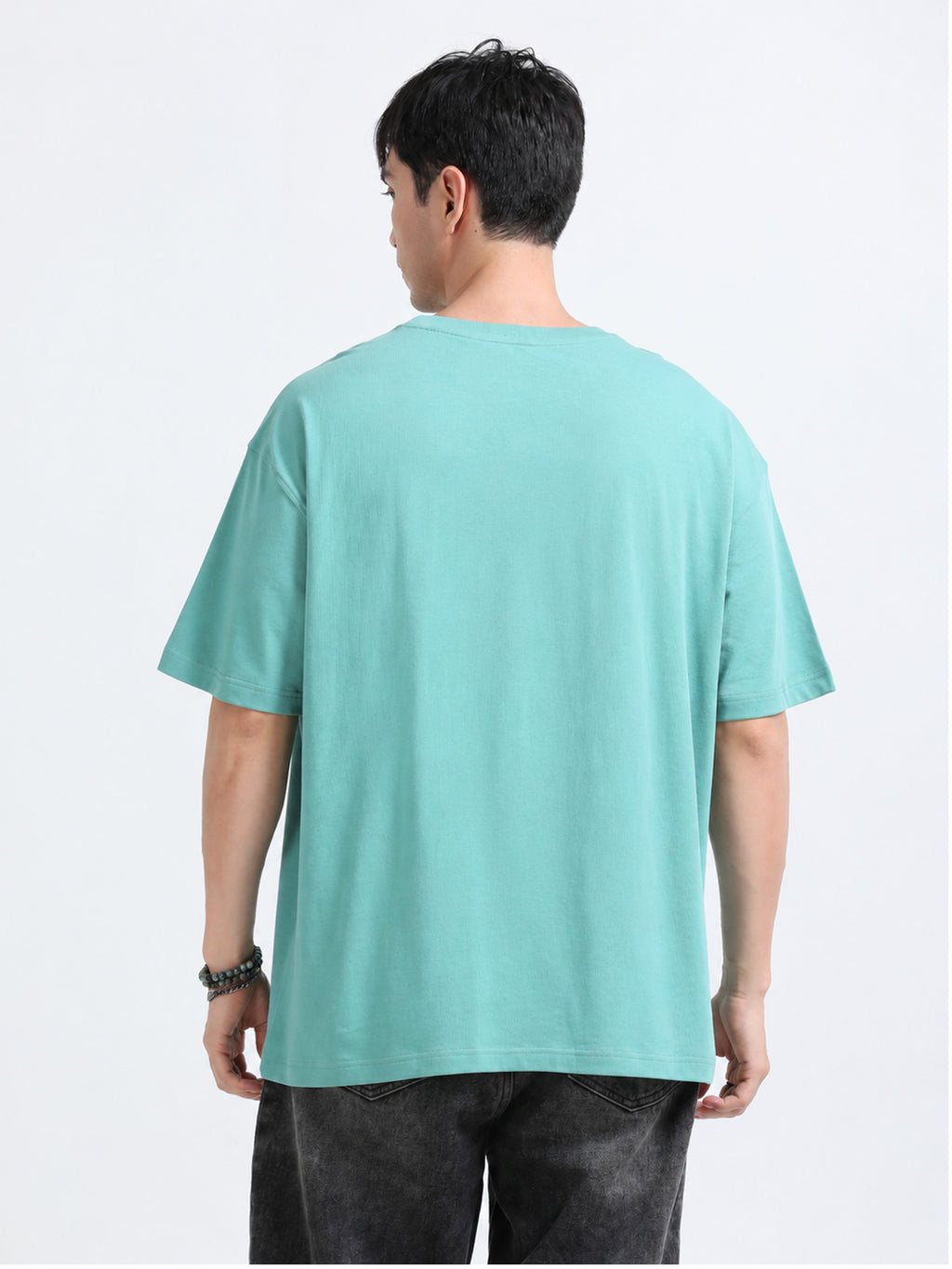 Oversized Tee Heavy Jersey Cotton Teal - Back Stand