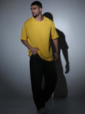 Oversized Tee Heavy Jersey Cotton Mustard Yellow - Front Seated Look Side