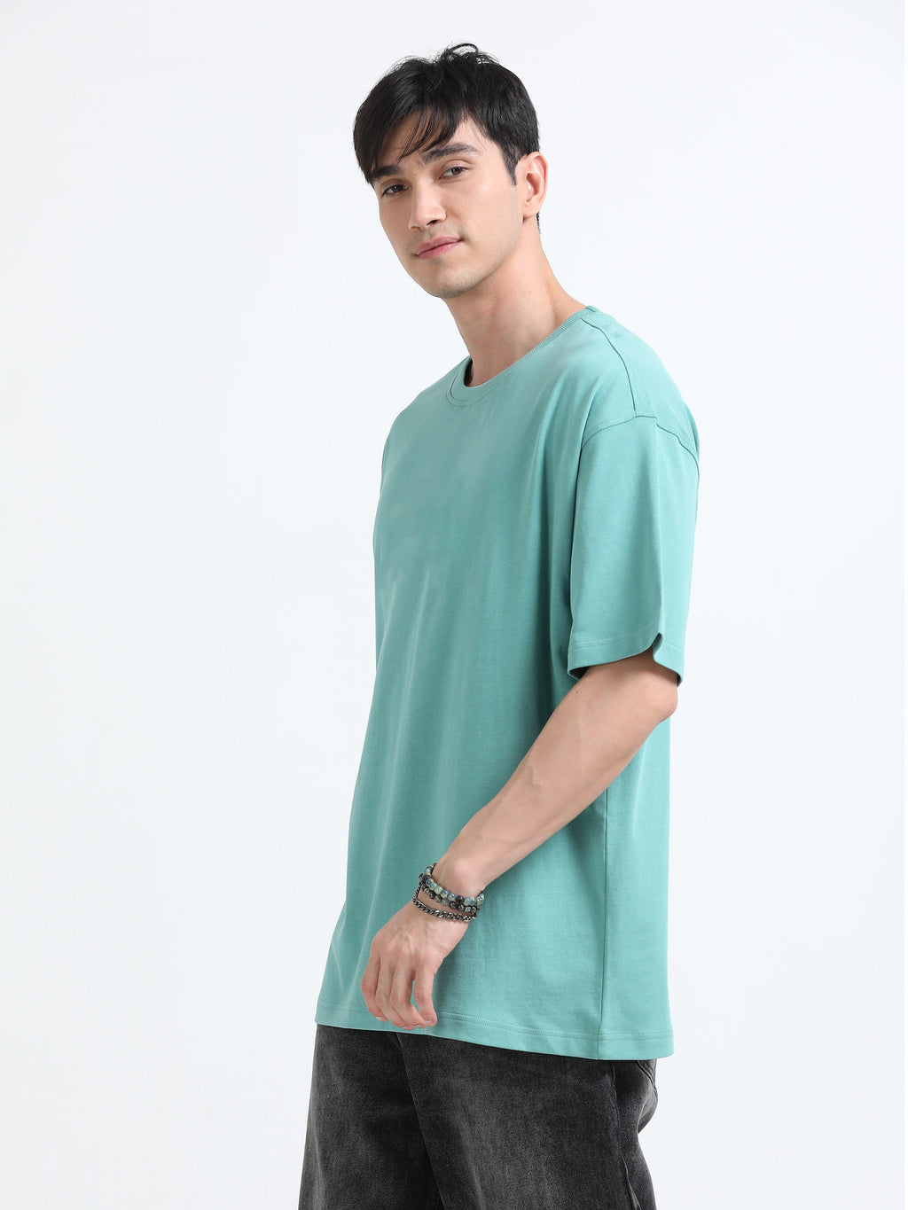 Oversized Tee Heavy Jersey Cotton Teal - Front View