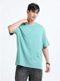 Oversized Tee Heavy Jersey Cotton Teal - Fabric Detail