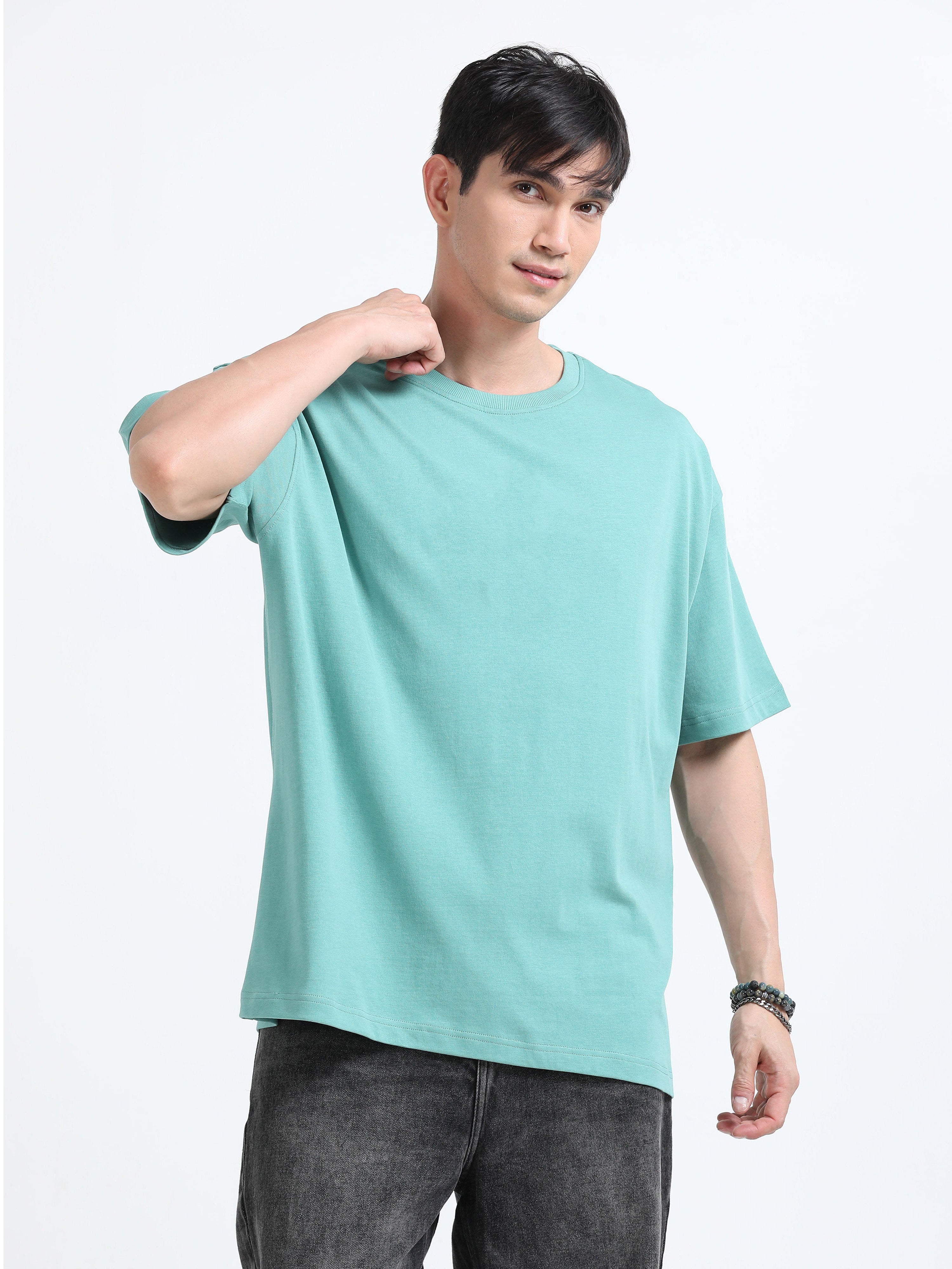 Oversized Tee Heavy Jersey Cotton Teal - Fabric Detail