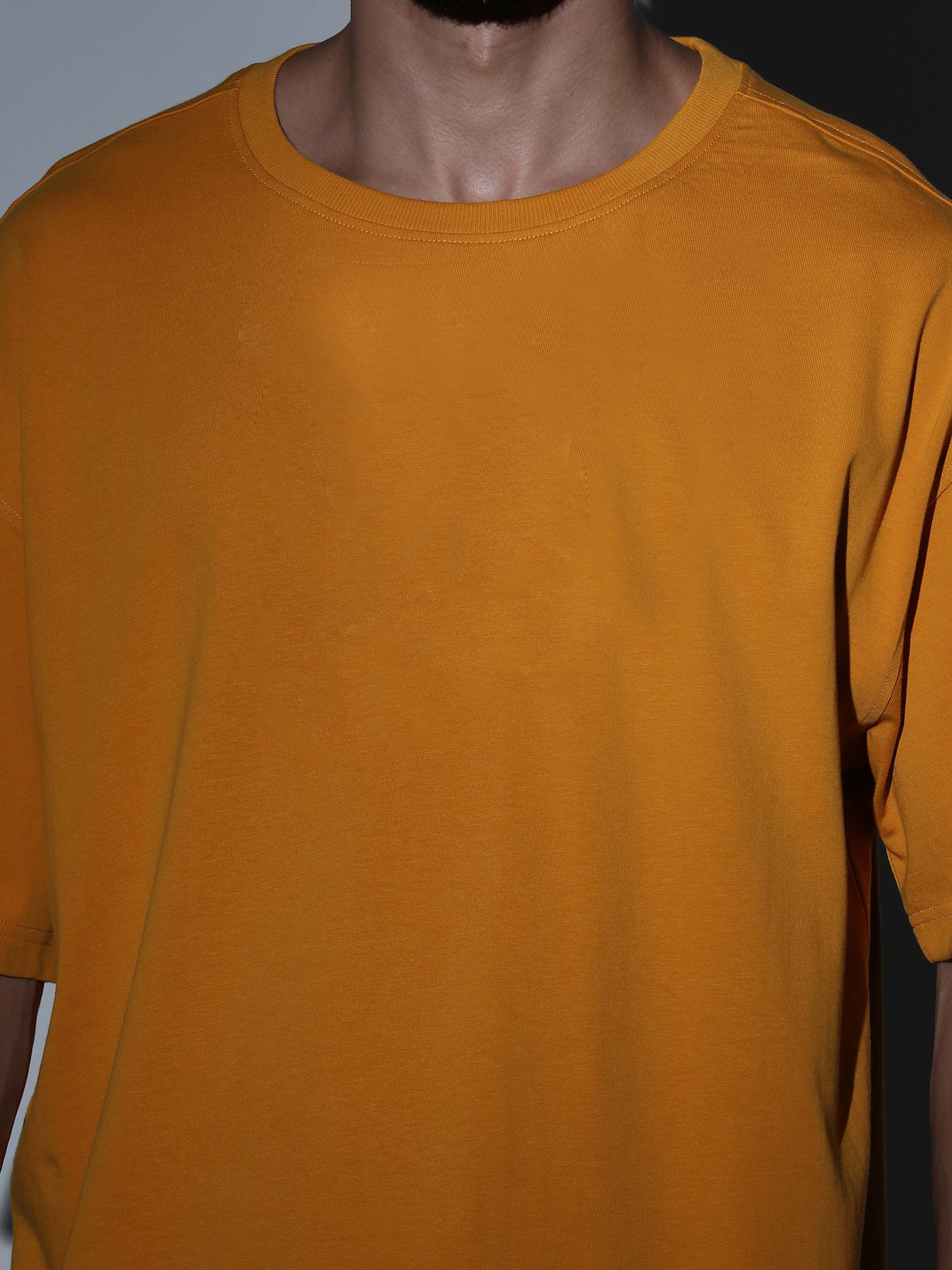 Oversized Tee Heavy Jersey Cotton Mustard Yellow - Front Sling Bag Look Side