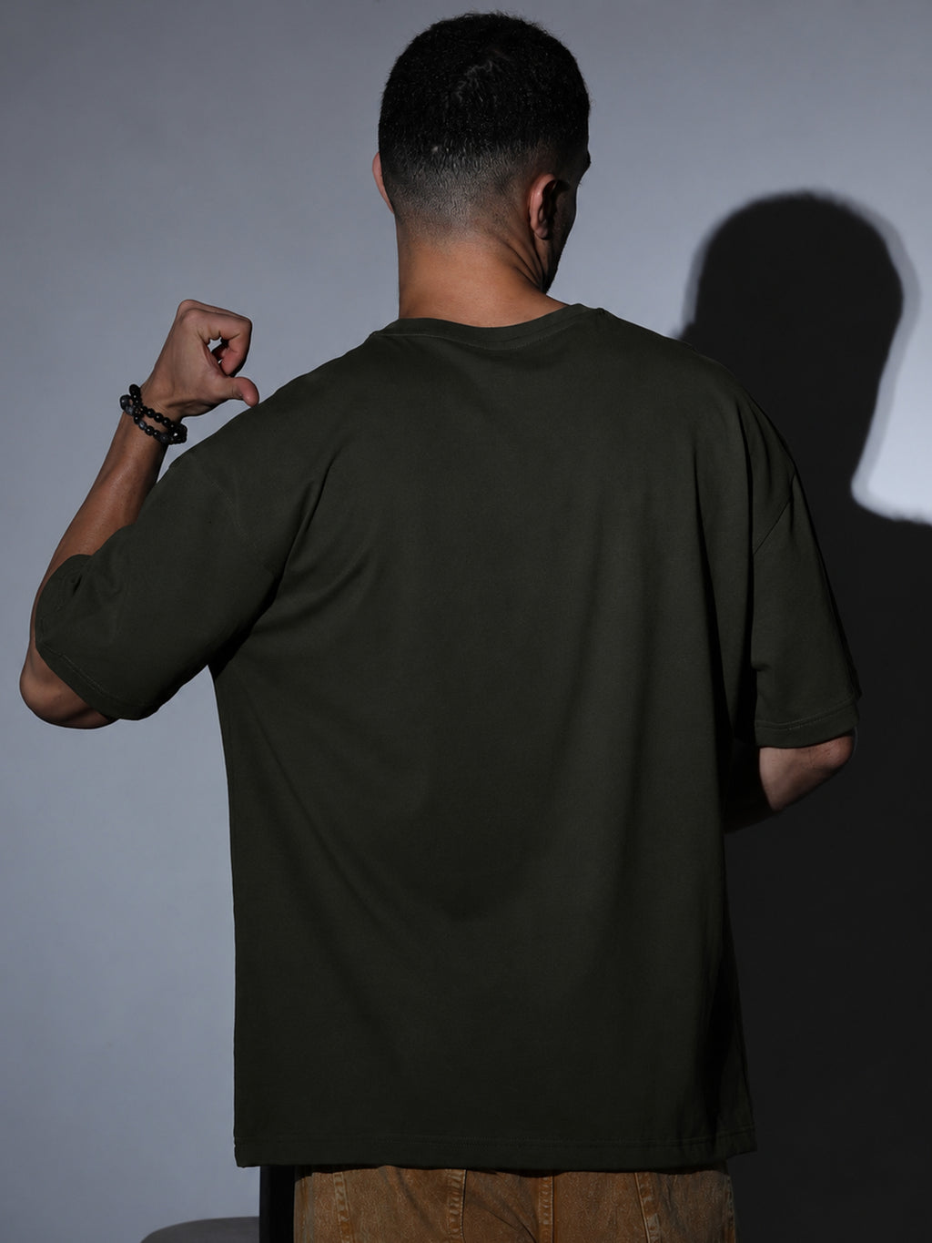 Oversized Tee Heavy Jersey Cotton Olive Green - Side Look Up