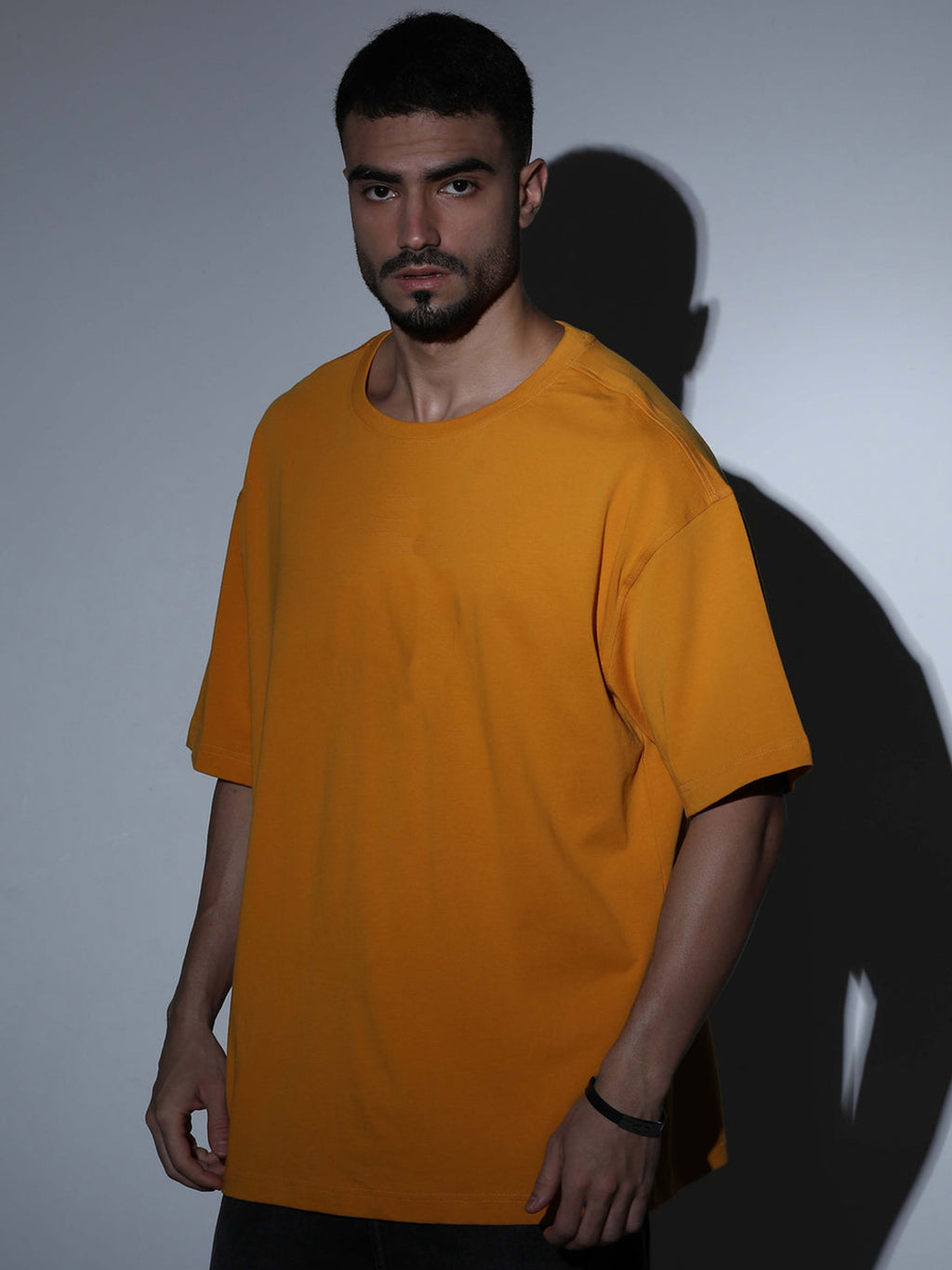 Oversized Tee Heavy Jersey Cotton Mustard Yellow - Back View Standing