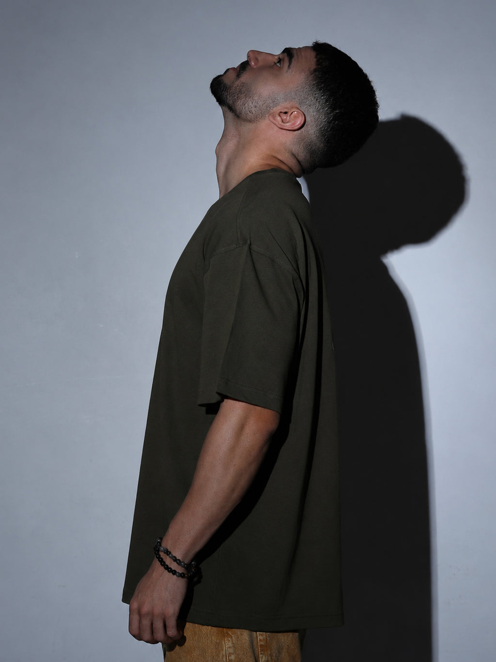 Oversized Tee Heavy Jersey Cotton Olive Green - Fabric Detail Infographic