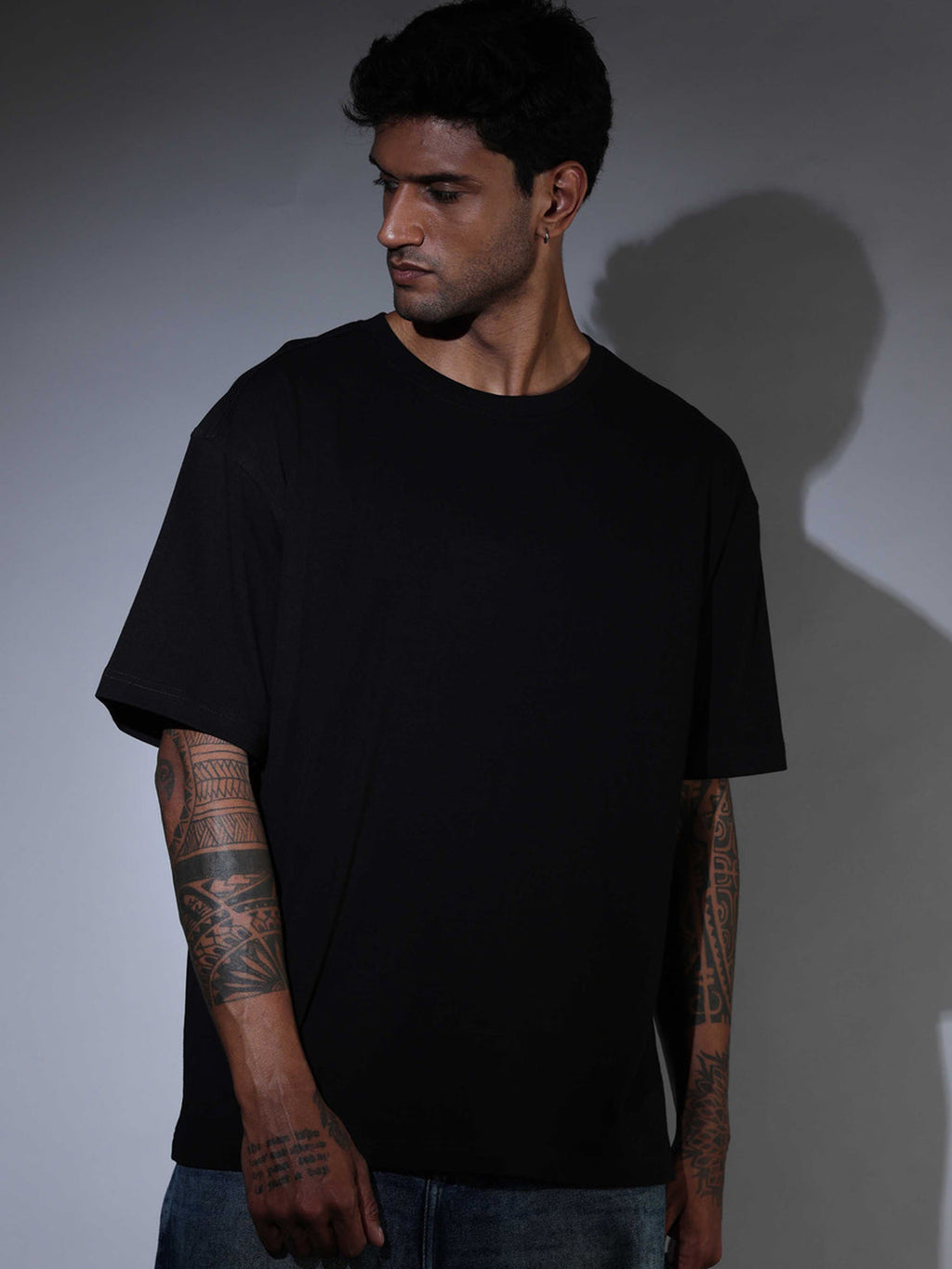 Oversized Tee Heavy Jersey Cotton Black - Fabric Detail Infographic