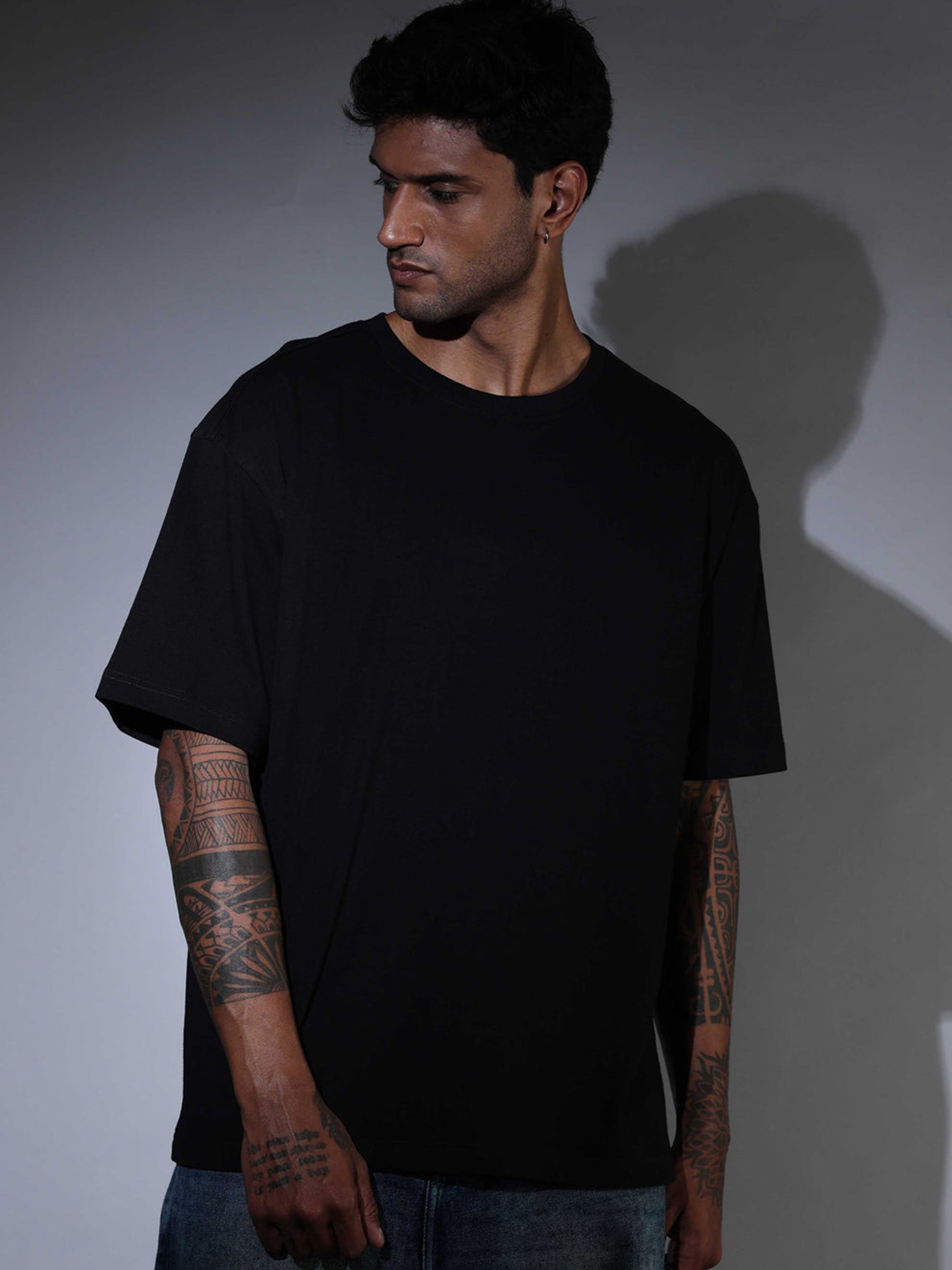 Oversized Tee Heavy Jersey Cotton Black - Fabric Detail Infographic