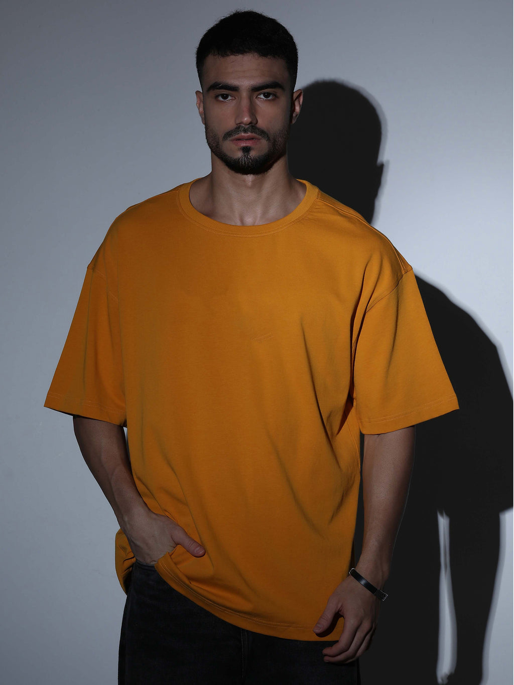 Oversized Tee Heavy Jersey Cotton Mustard Yellow - Fabric Detail Infographic