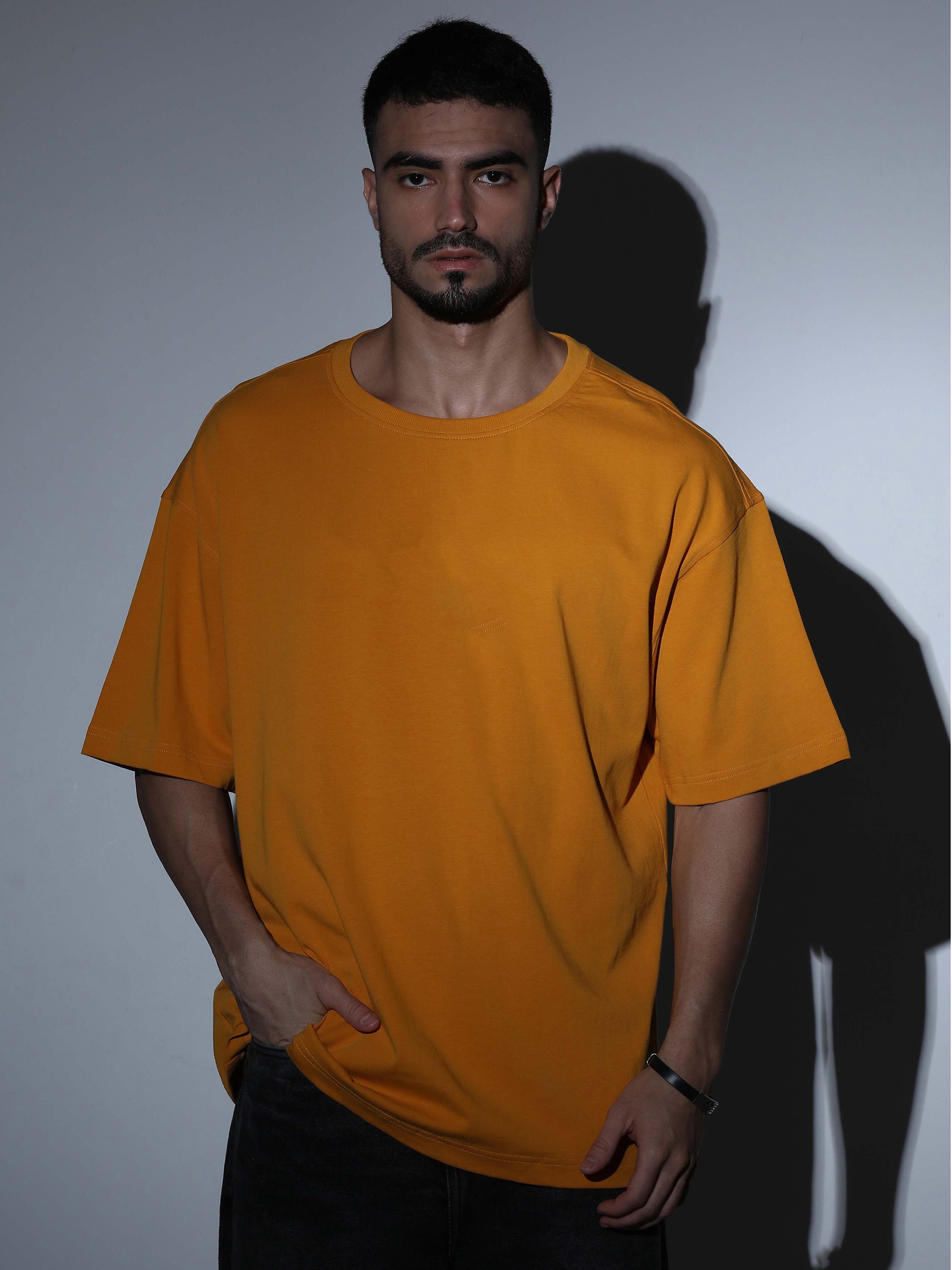 Oversized Tee Heavy Jersey Cotton Mustard Yellow - Fabric Detail Infographic