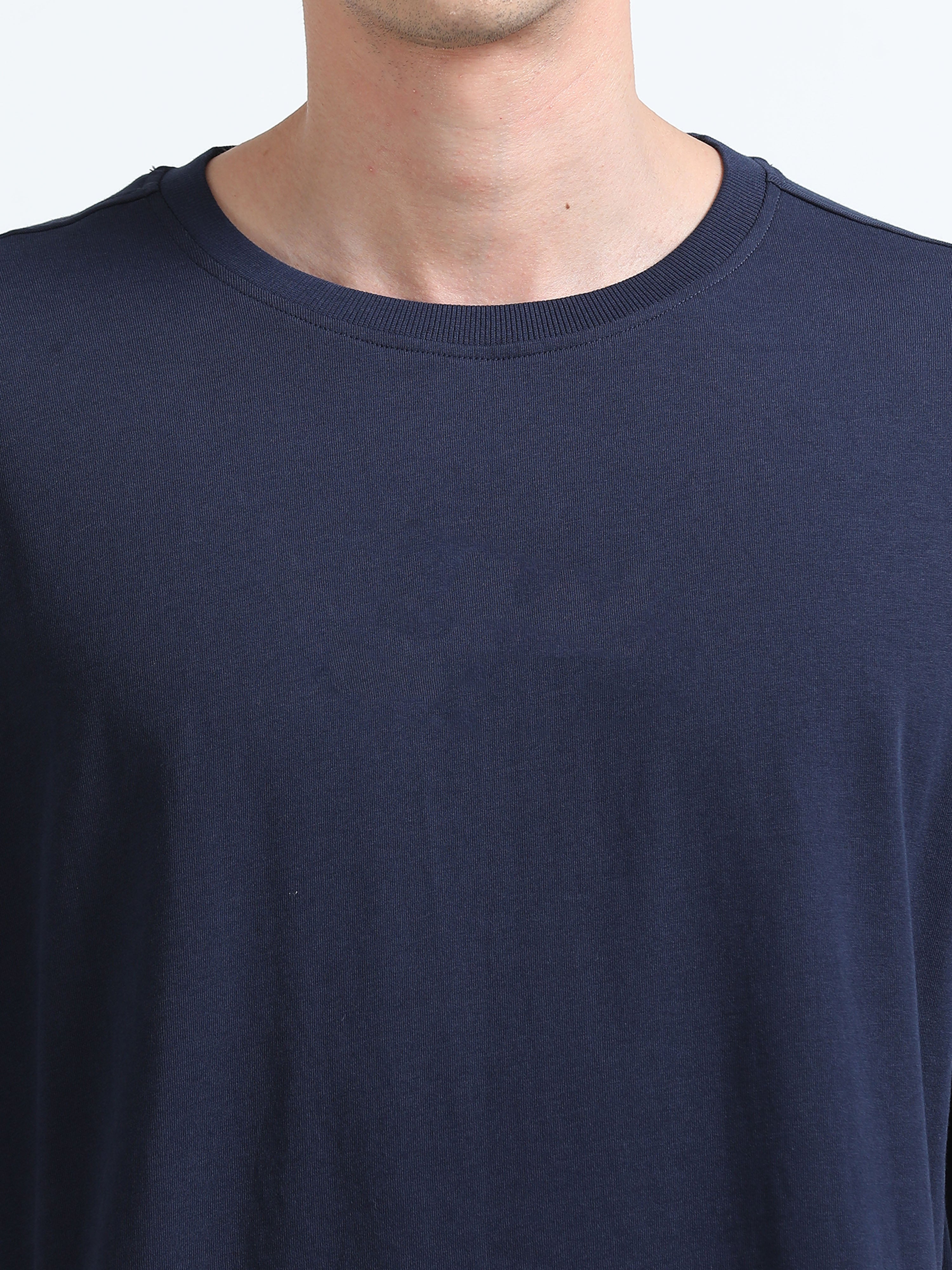 Oversized Tee Heavy Jersey Cotton Navy Blue - Full Body Sit