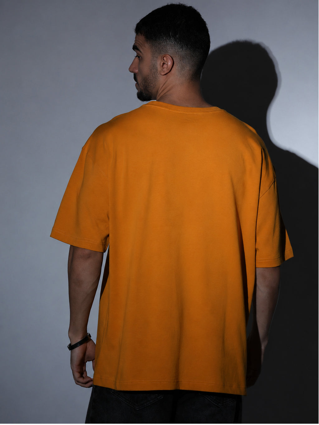 Oversized Tee Heavy Jersey Cotton Mustard Yellow - Front Hand In Pocket Full Body